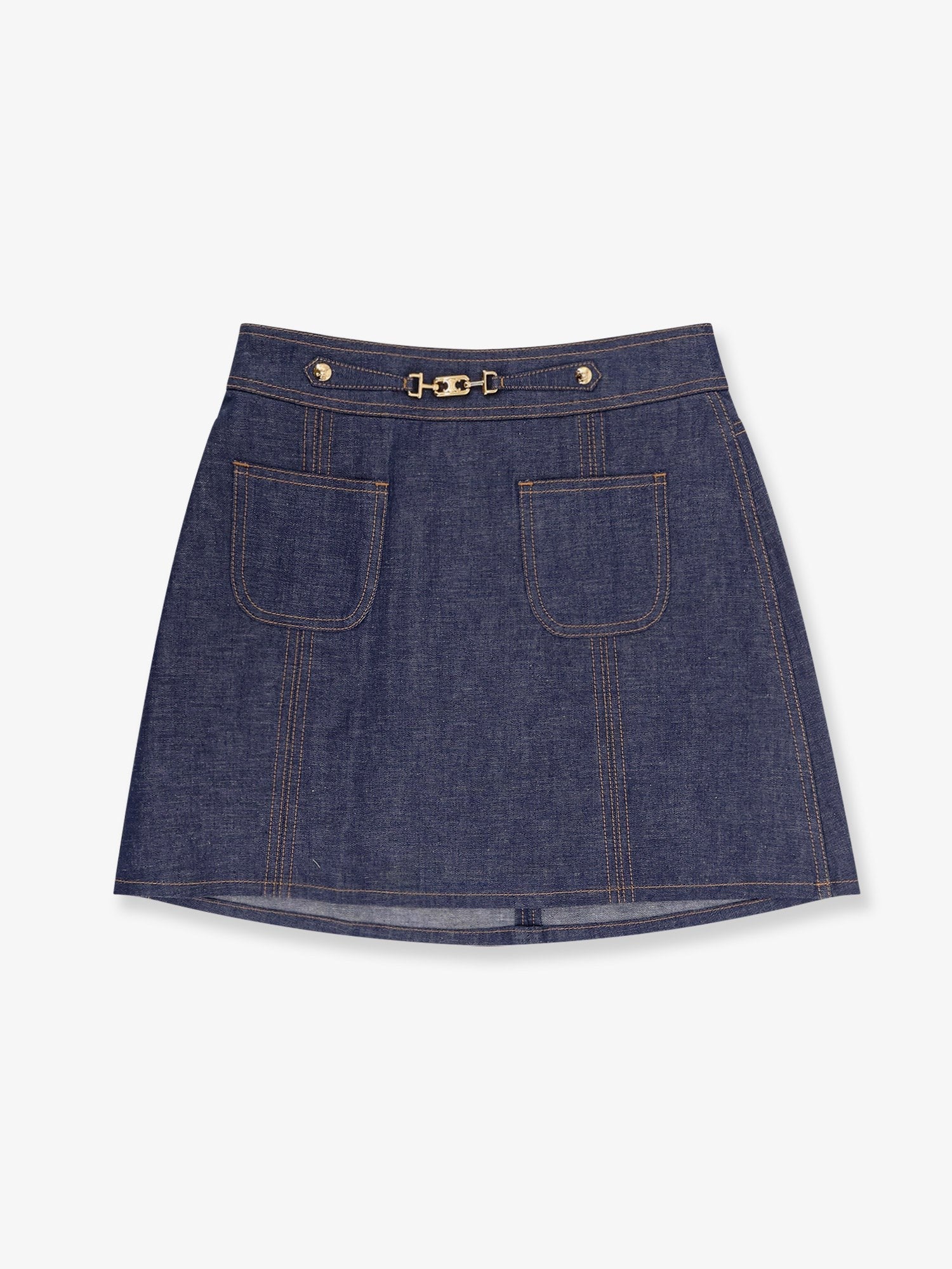 Celine Džínová mini sukně áčkového střihu