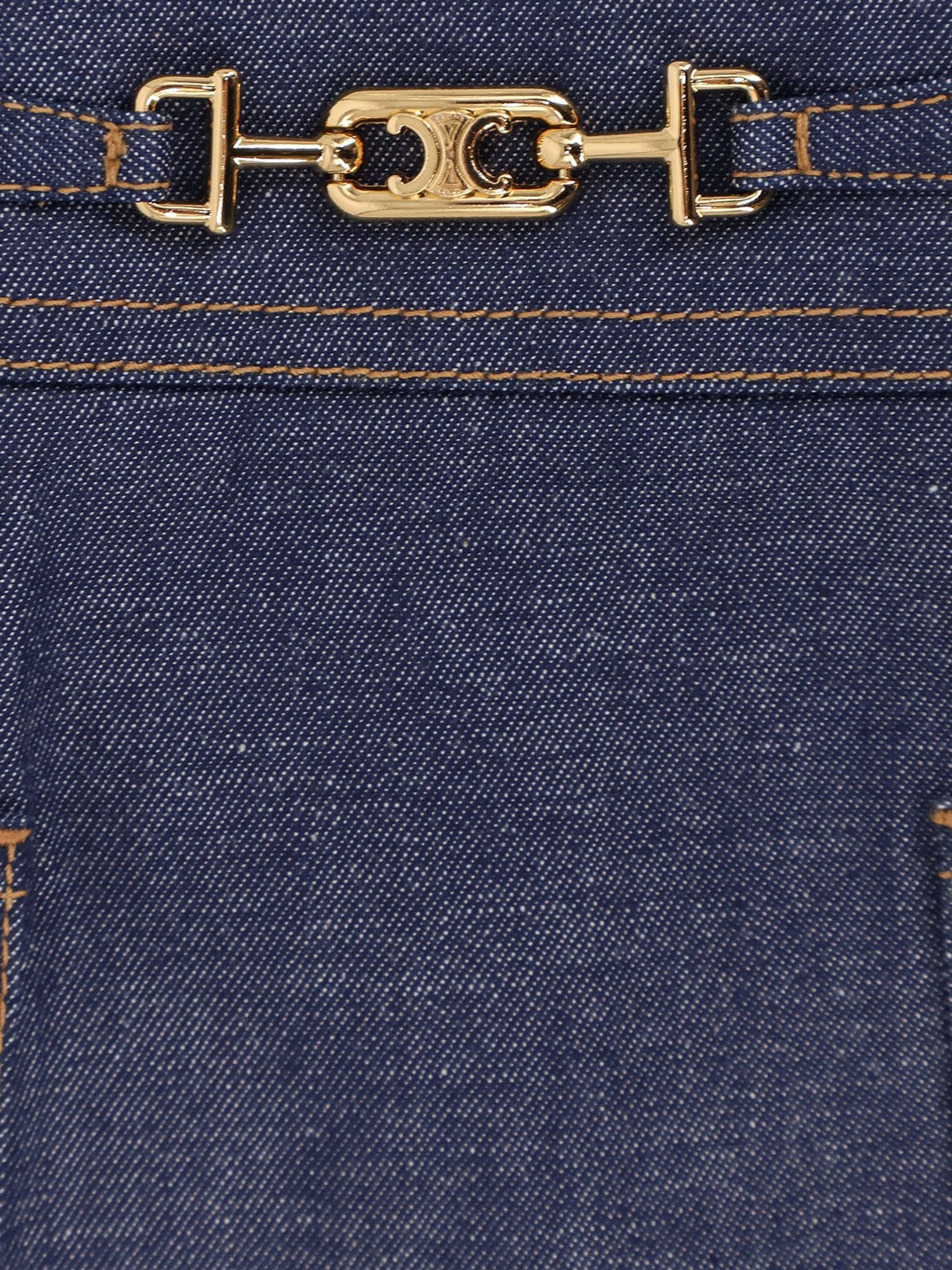 Celine Džínová mini sukně áčkového střihu