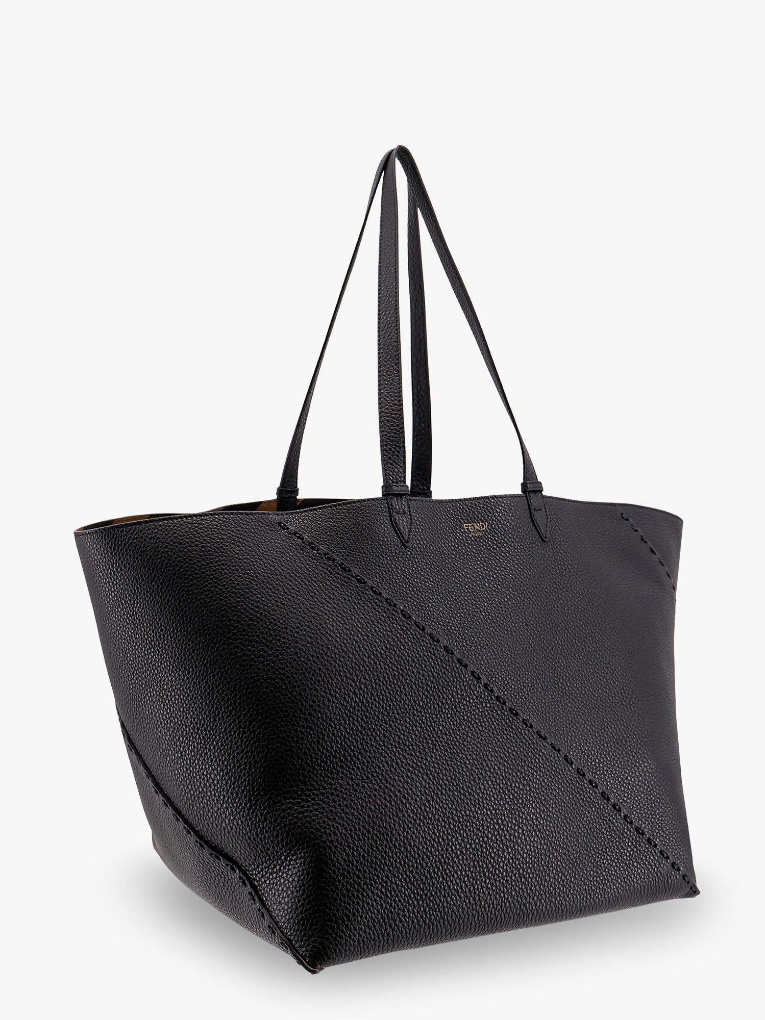 Fendi Diagonal selleria large leather shopping bag