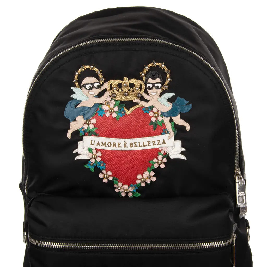 Detail of a design element on the Dolce & Gabbana Family Patch nylon backpack

