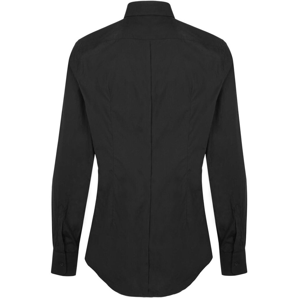 Dolce & Gabbana black stretch cotton Kent collar shirt (97% cotton), back view
