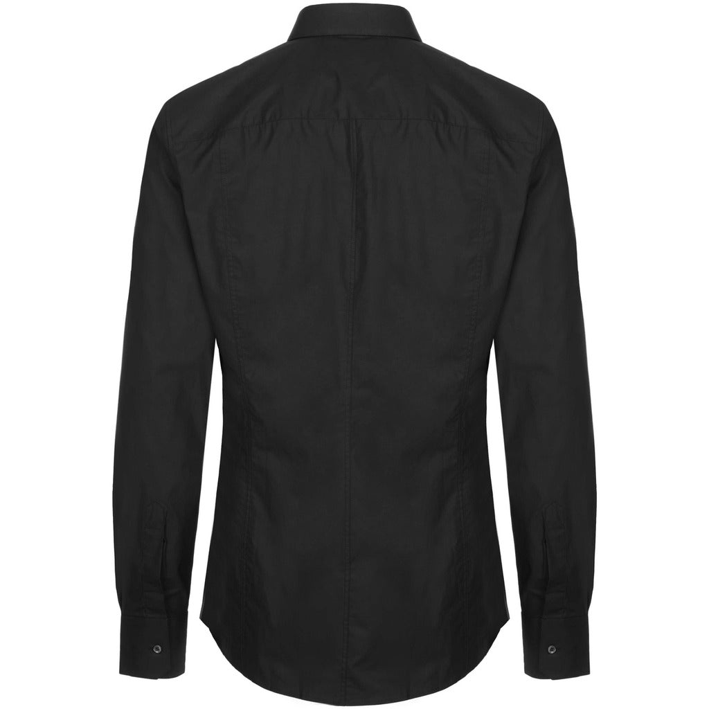 Dolce & Gabbana black stretch cotton Kent collar shirt, back view