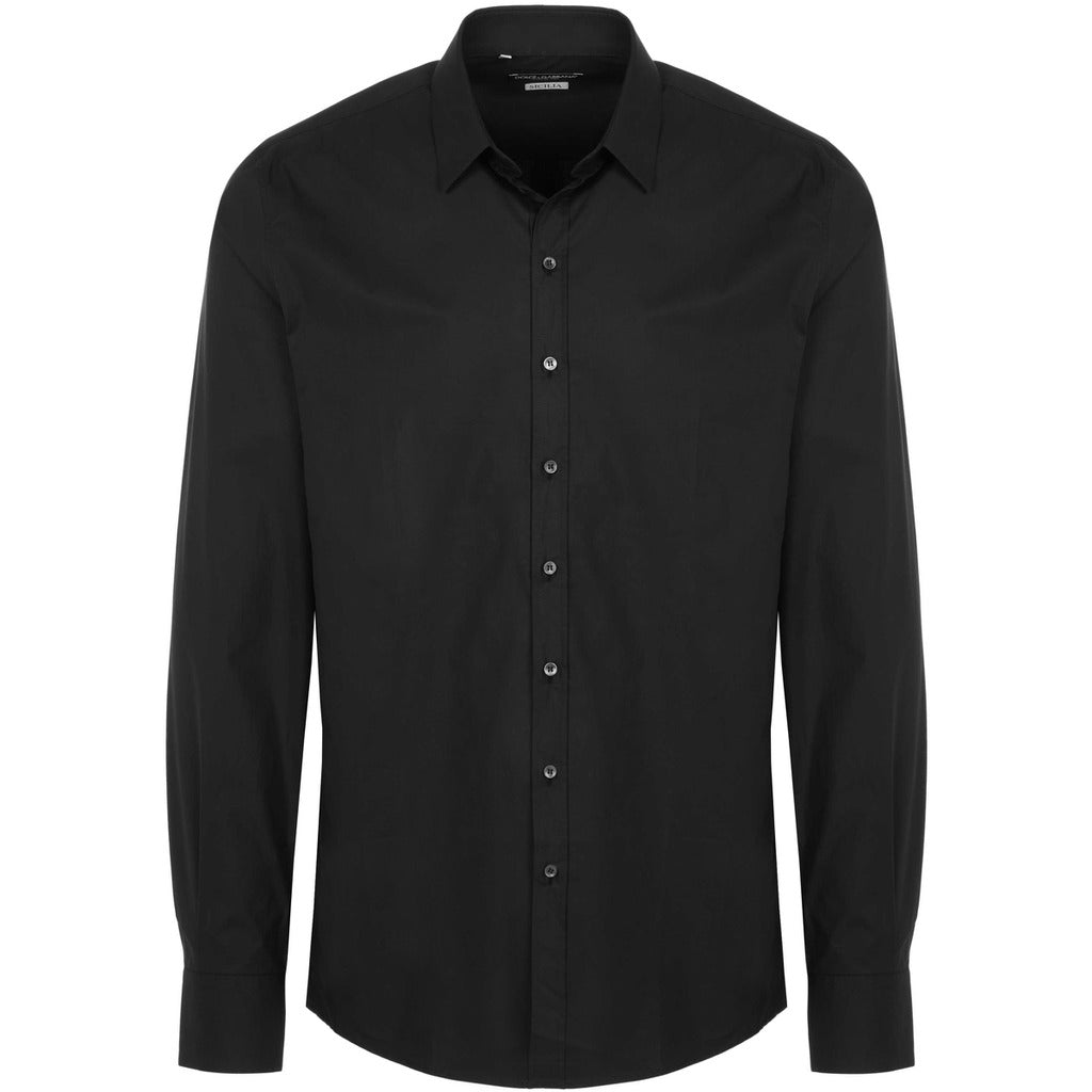 Dolce & Gabbana black stretch cotton Kent collar shirt, front view