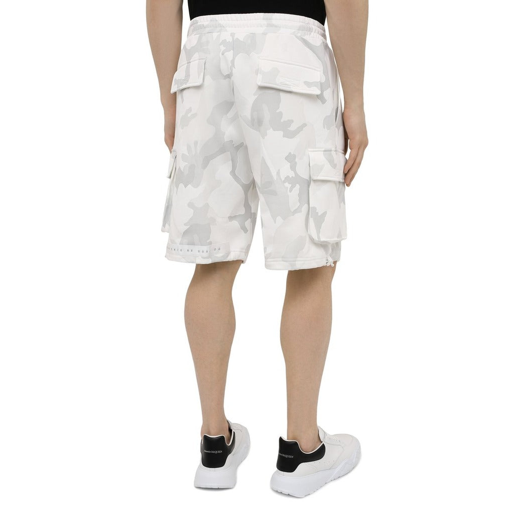 Back pocket configuration on the Dolce & Gabbana white greyscale camo cargo shorts
