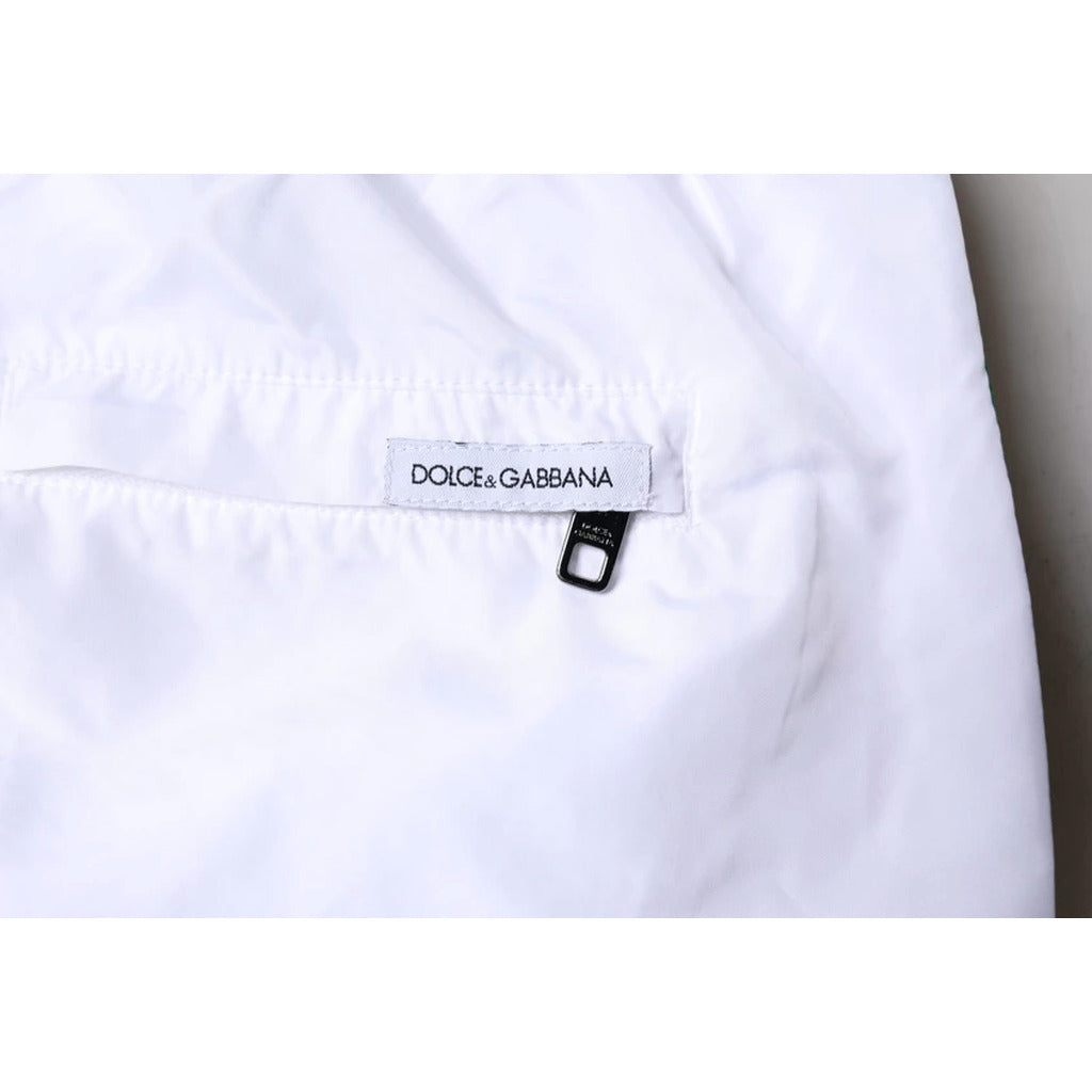 Back pocket with zip fastening on Dolce & Gabbana white polyester shorts
