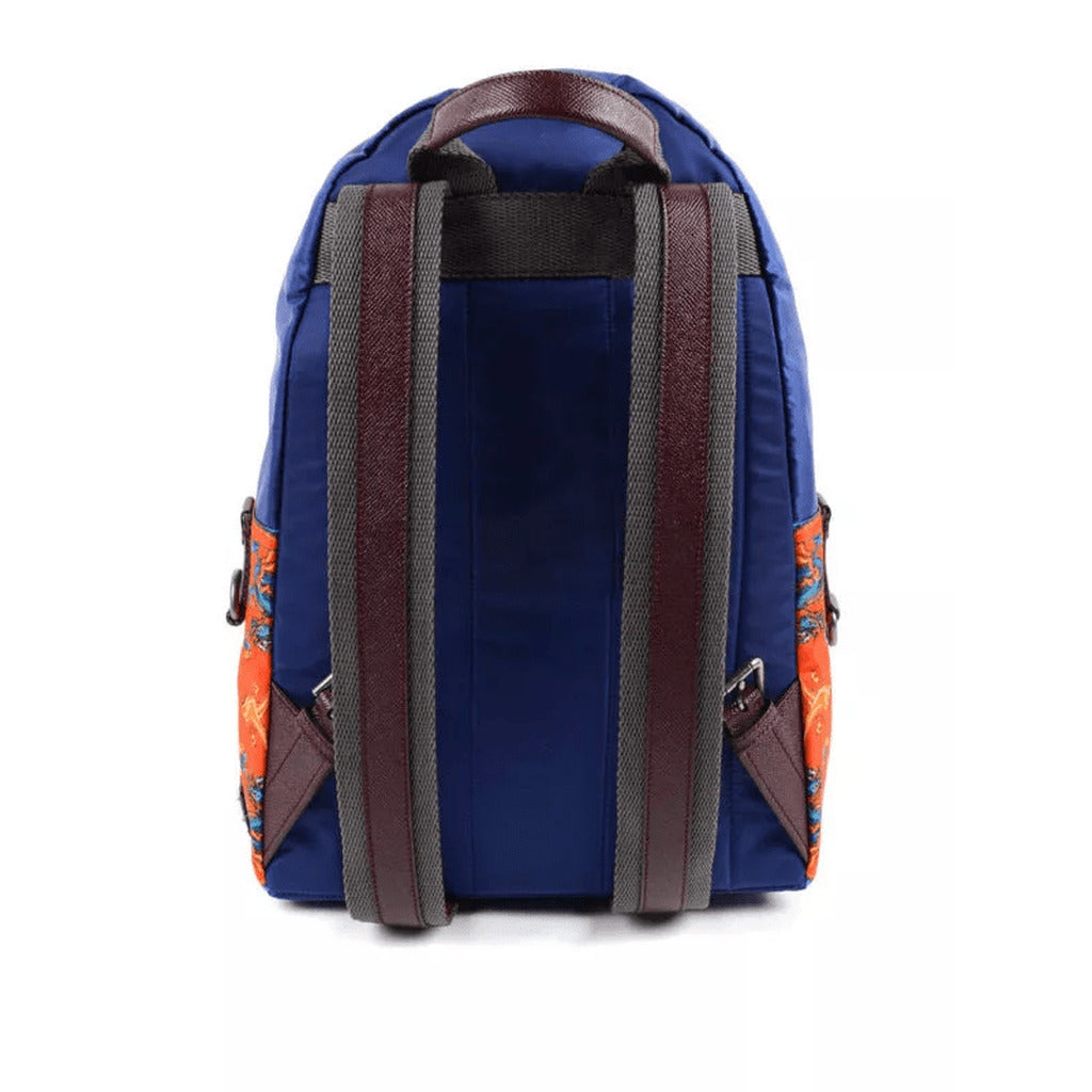 View of the back straps and leather details on the Dolce & Gabbana designer backpack