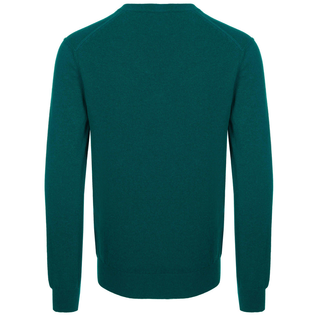 Dolce & Gabbana green 100% cashmere V-neck pullover sweater, back view
