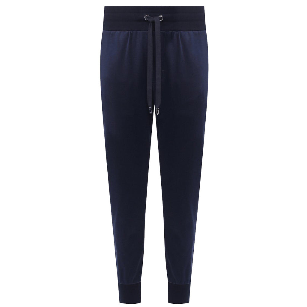 Dolce & Gabbana blue silk cotton blend logo sweatpants, front view