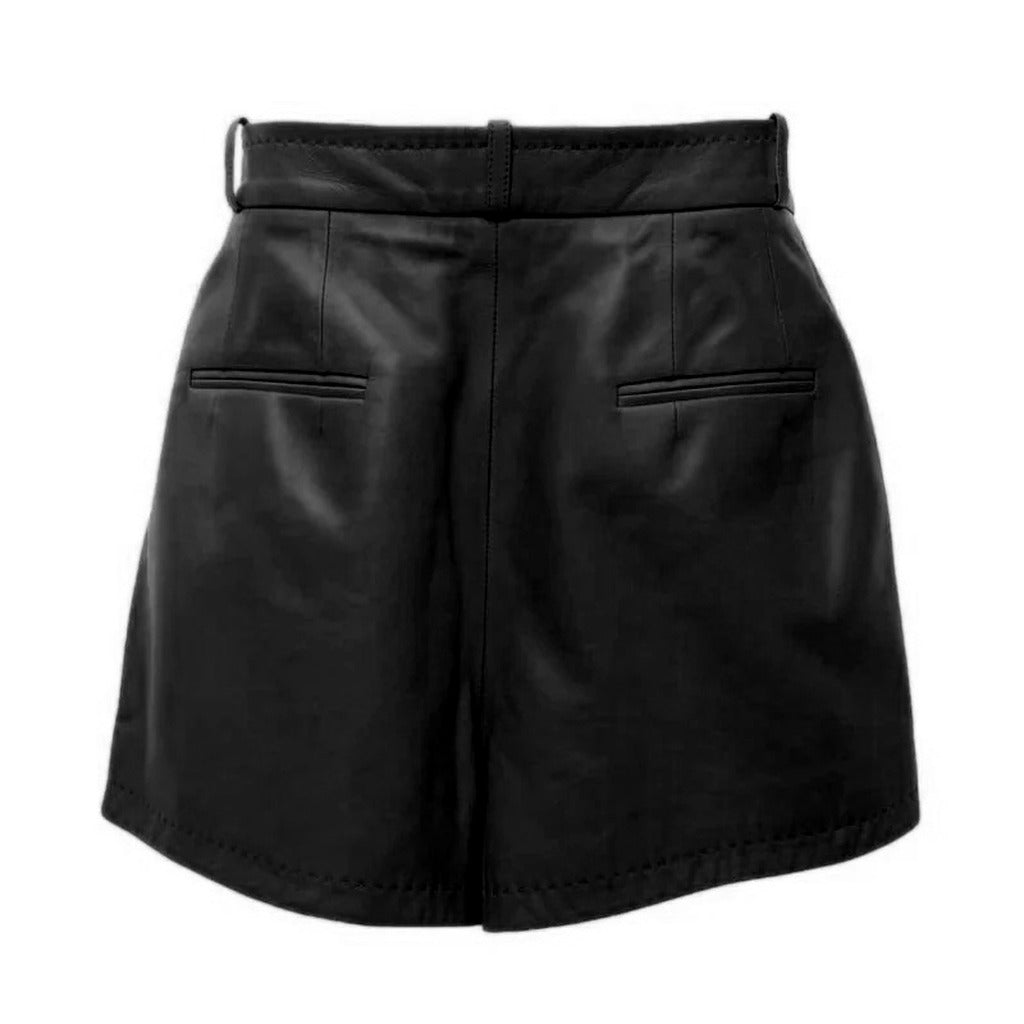 Back view of Dolce & Gabbana women's lambskin shorts showing pocket detail