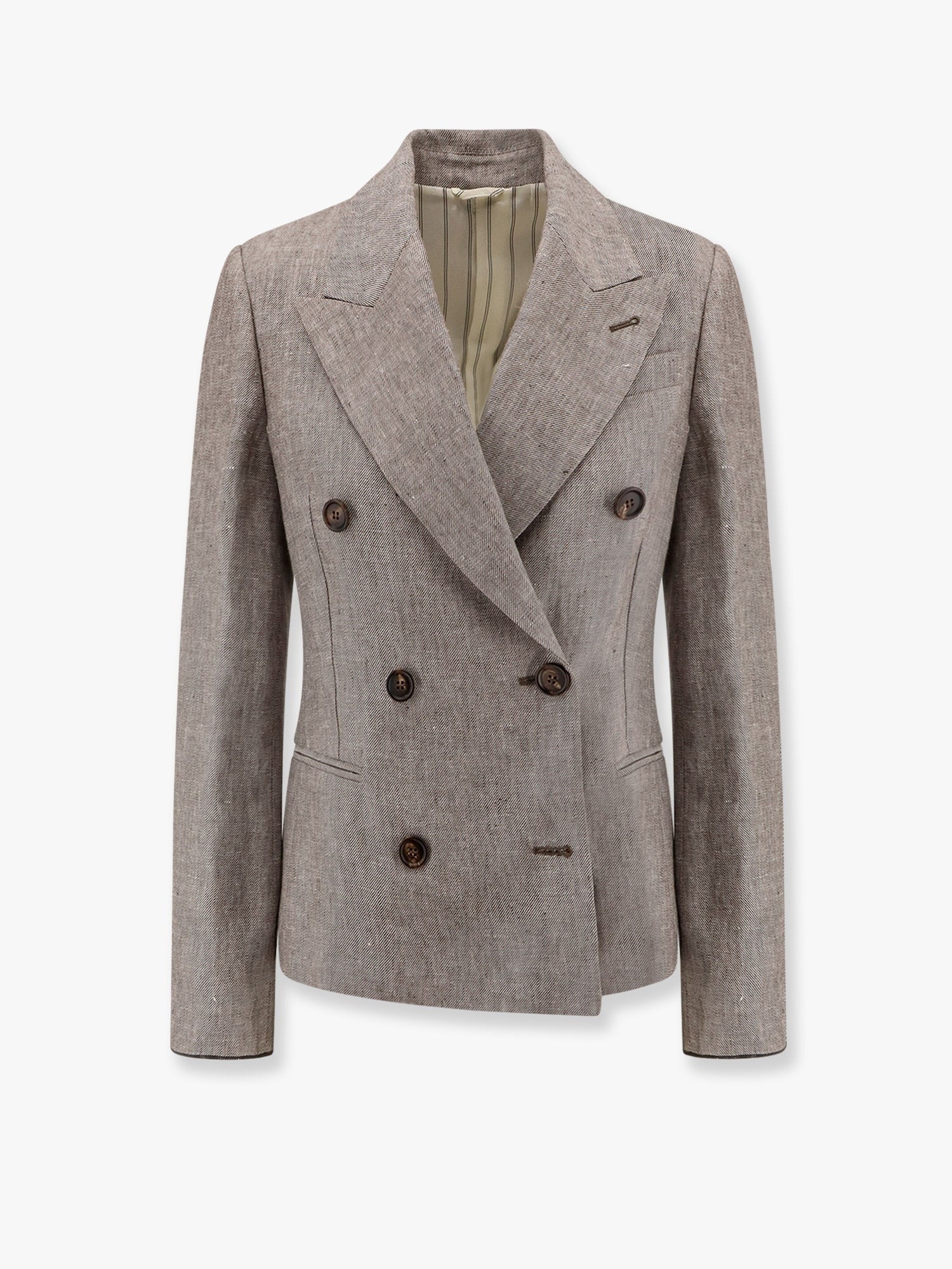 Brunello Cucinelli Zweireihiger Blazer aus Hanf und Leinen