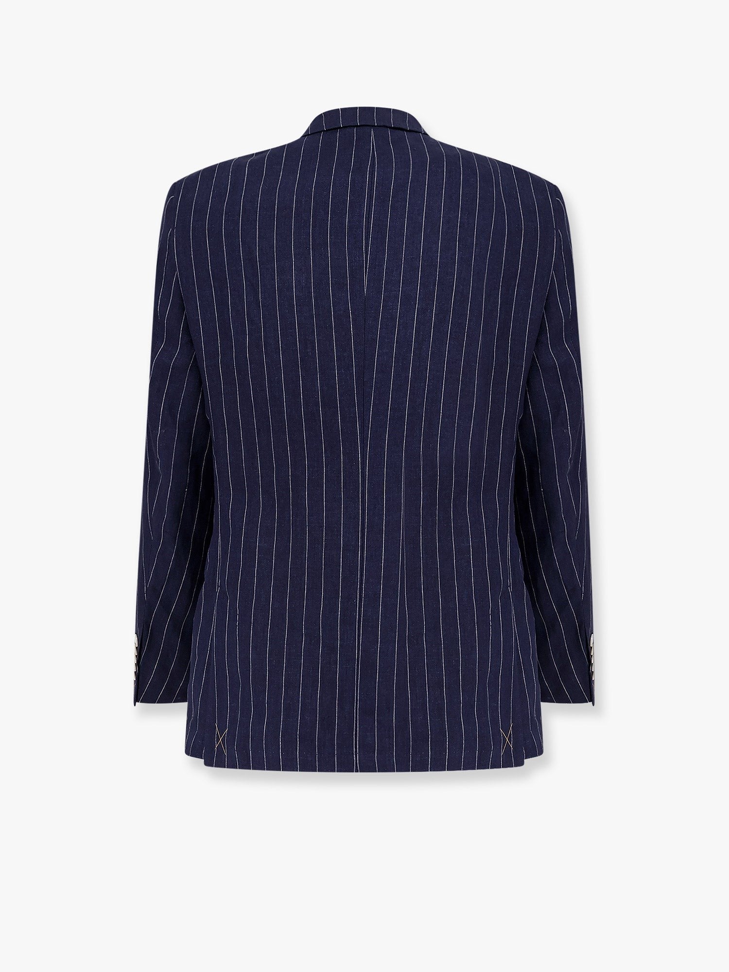 Boss Double-breasted pinstriped linen suit