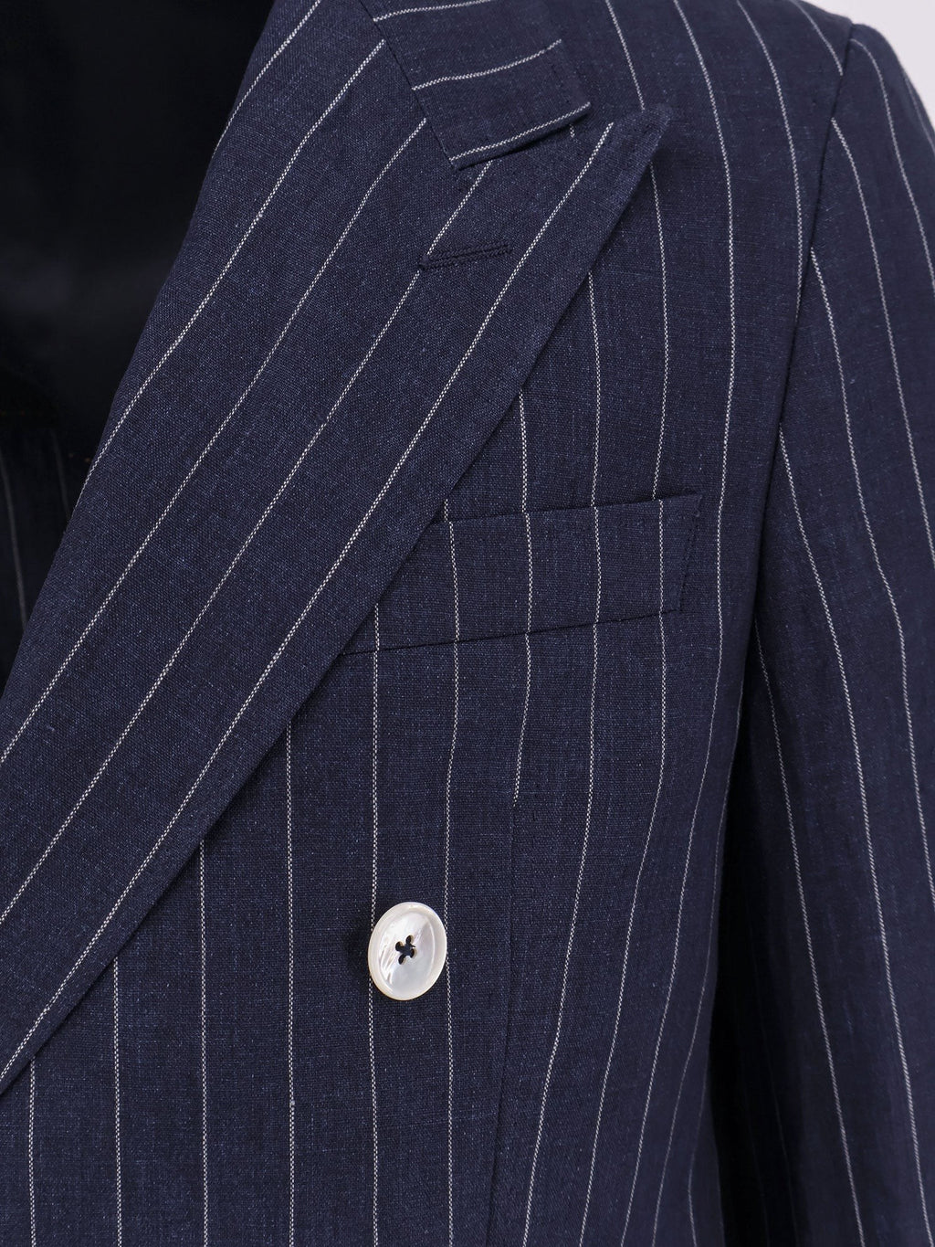 Boss Double-breasted pinstriped linen suit