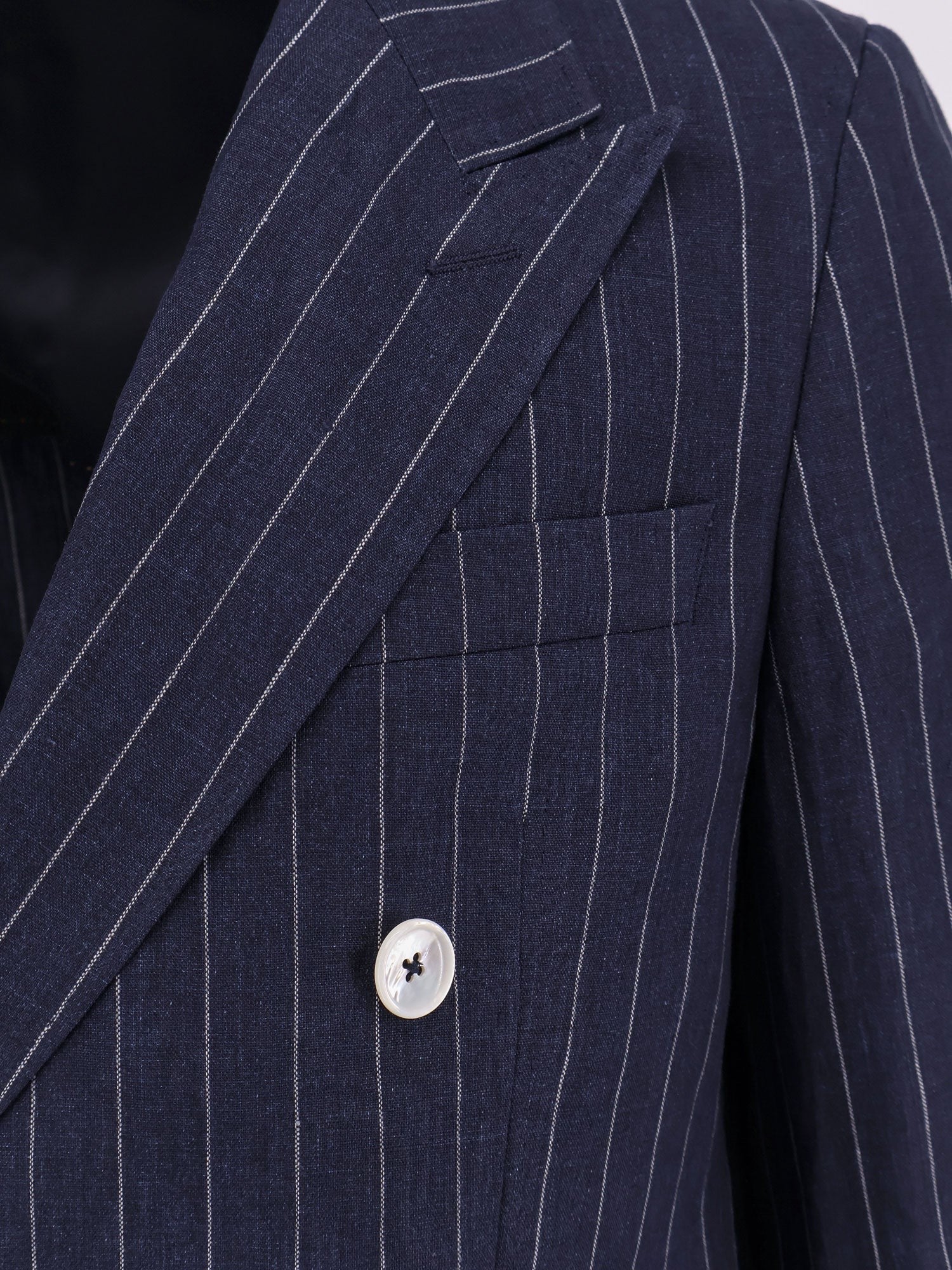 Boss Double-breasted pinstriped linen suit
