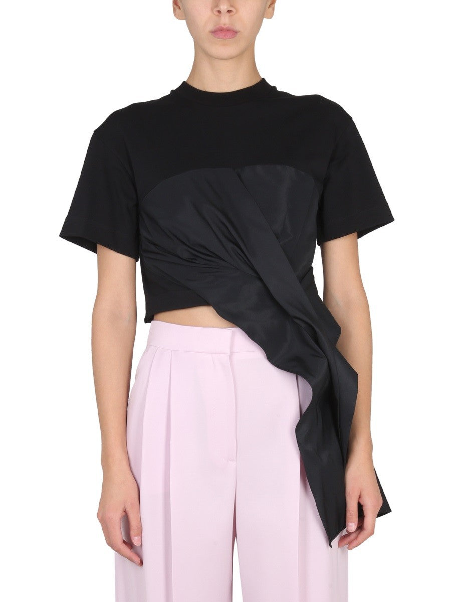 Alexander Mcqueen DRAPOVANÉ HYBRIDNÍ TRIČKO
