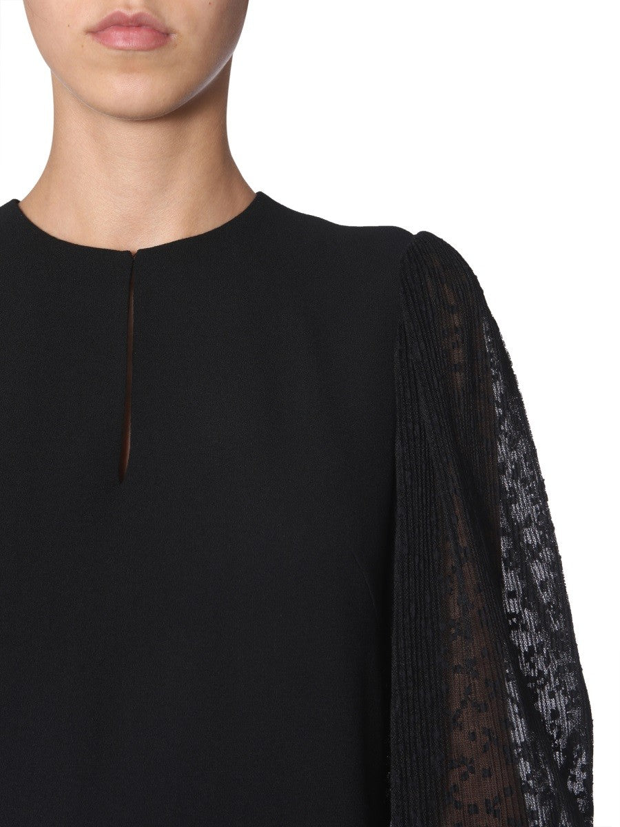 Givenchy SUKIENKA Z PLISOWANYMI RĘKAWAMI