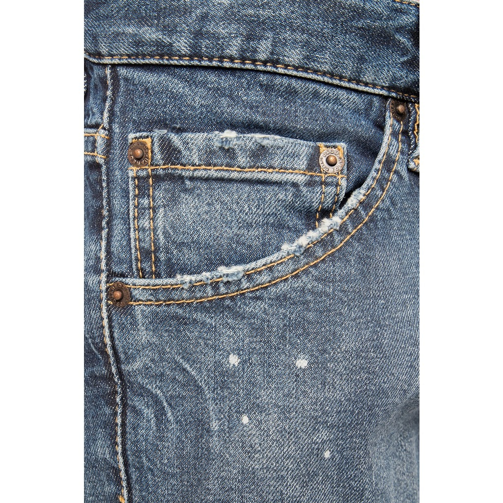 Front pocket detail on the Dsquared2 Cool Guy navy blue denim jeans
