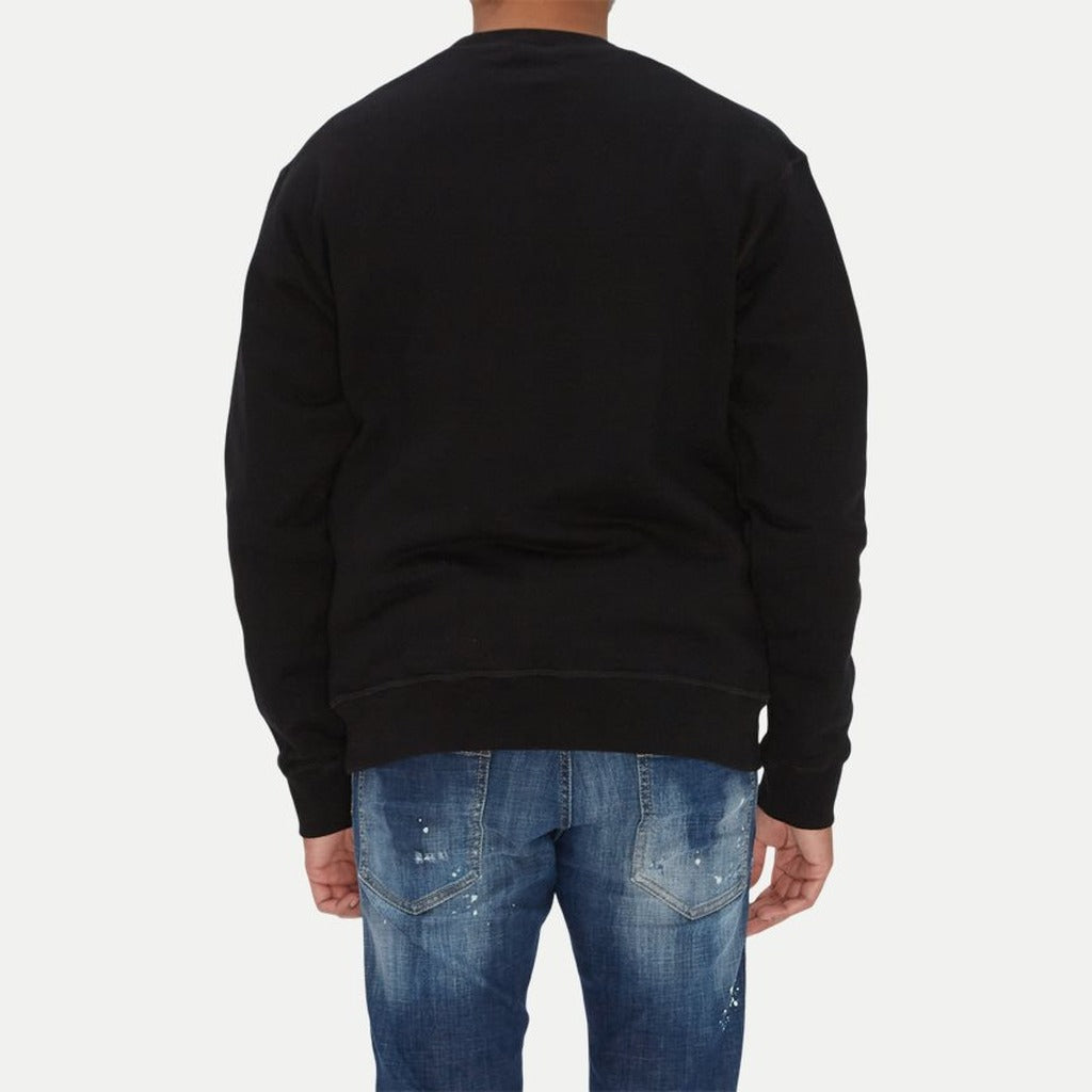 Back view of the Dsquared2 ICON black cotton sweatshirt on model