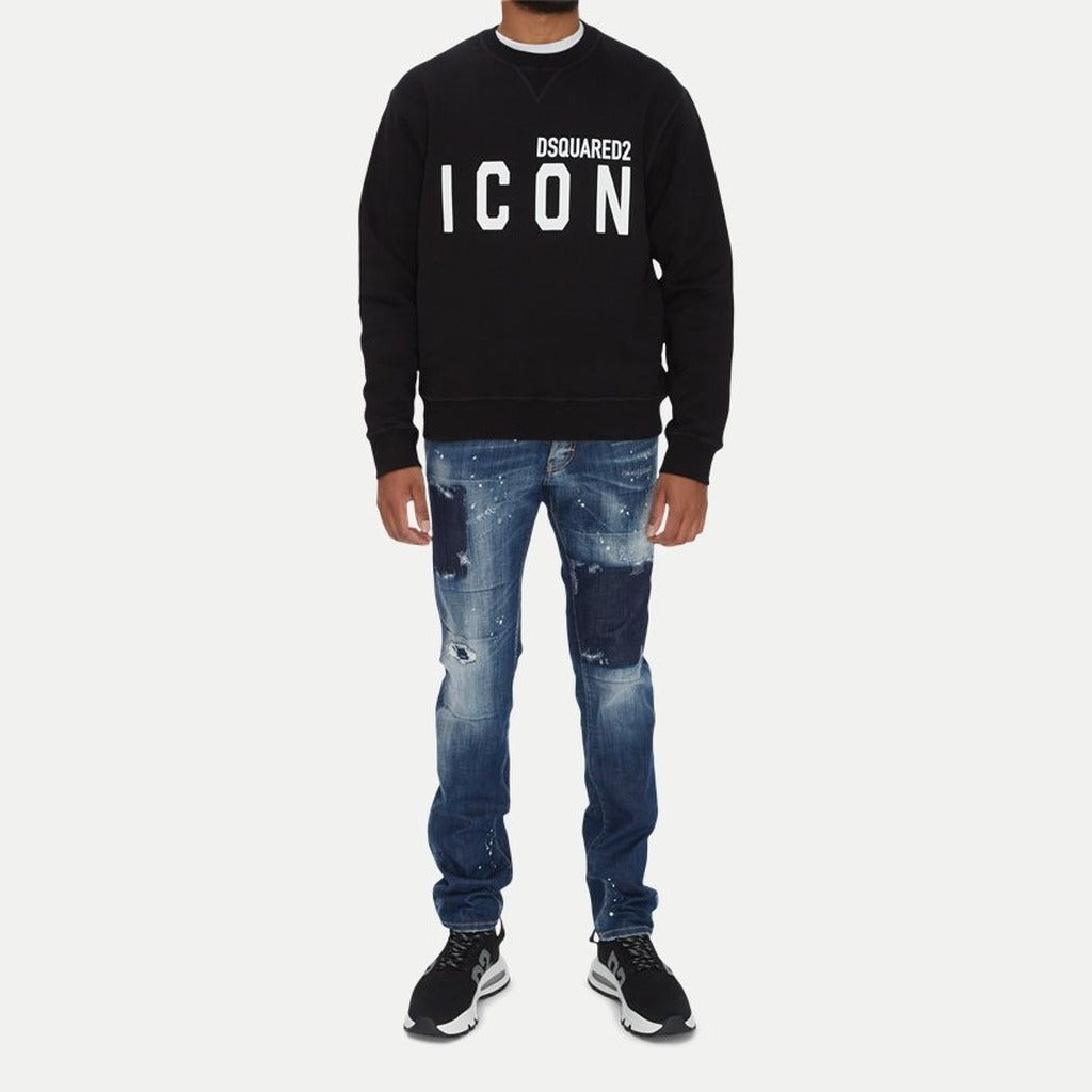 Dsquared2 ICON black cotton sweatshirt styled in an outfit

