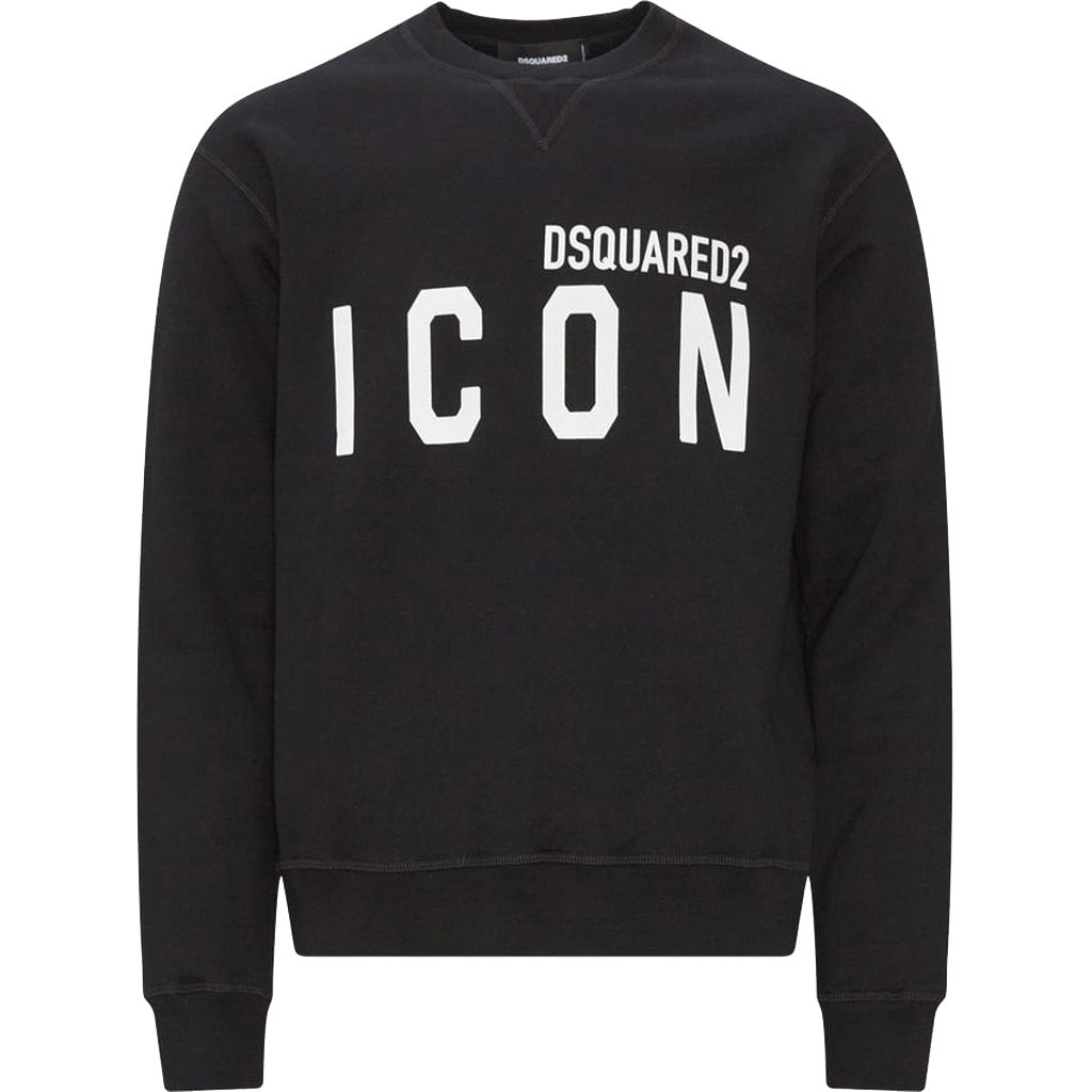 Dsquared2 ICON black cotton sweatshirt front view with white logo
