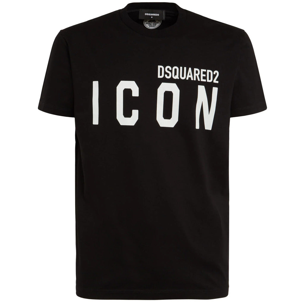 Dsquared2 ICON black cotton crew neck t-shirt front view with logo print
