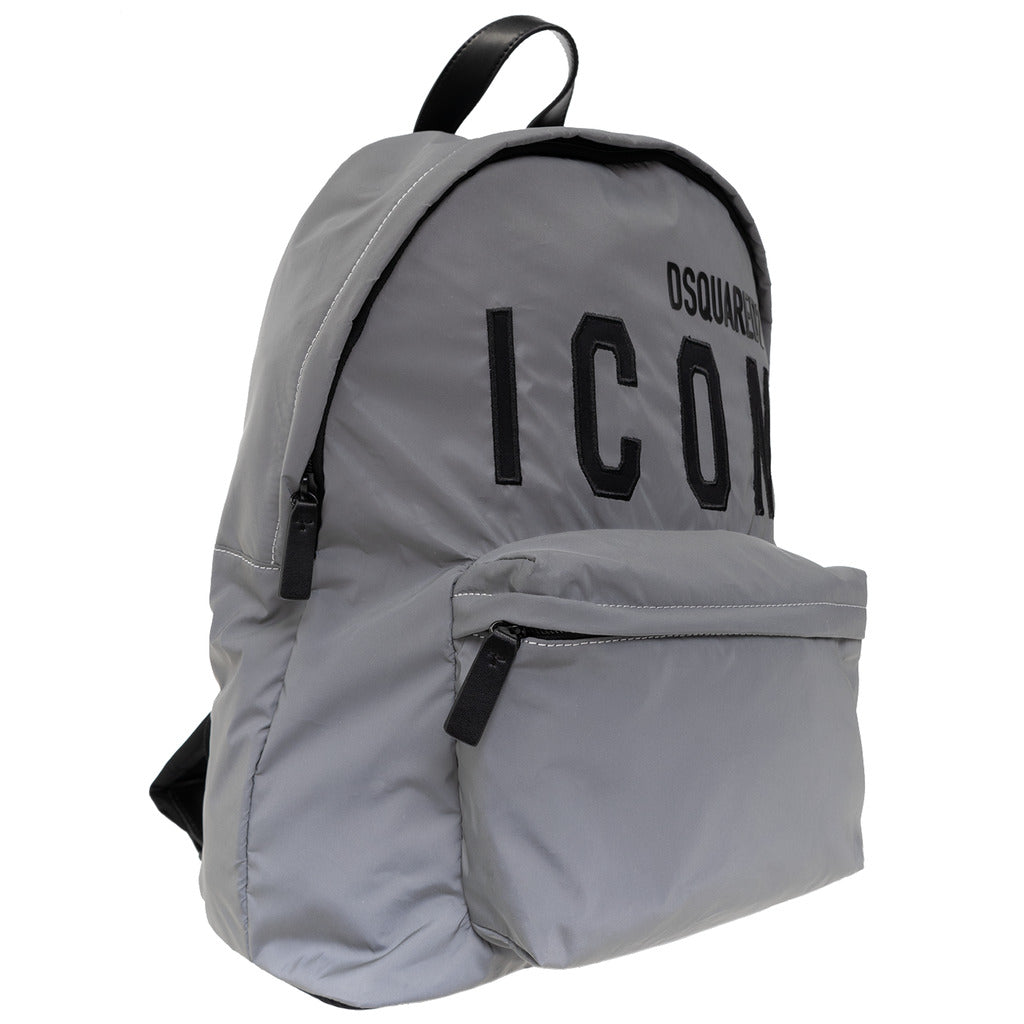 Side view of the Dsquared2 Kids small reflective technical fabric backpack
