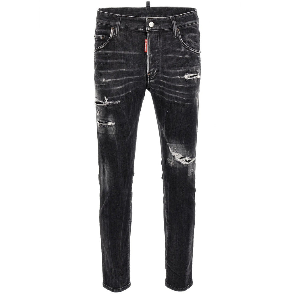 Dsquared2 black distressed skater fit stretch jeans front view