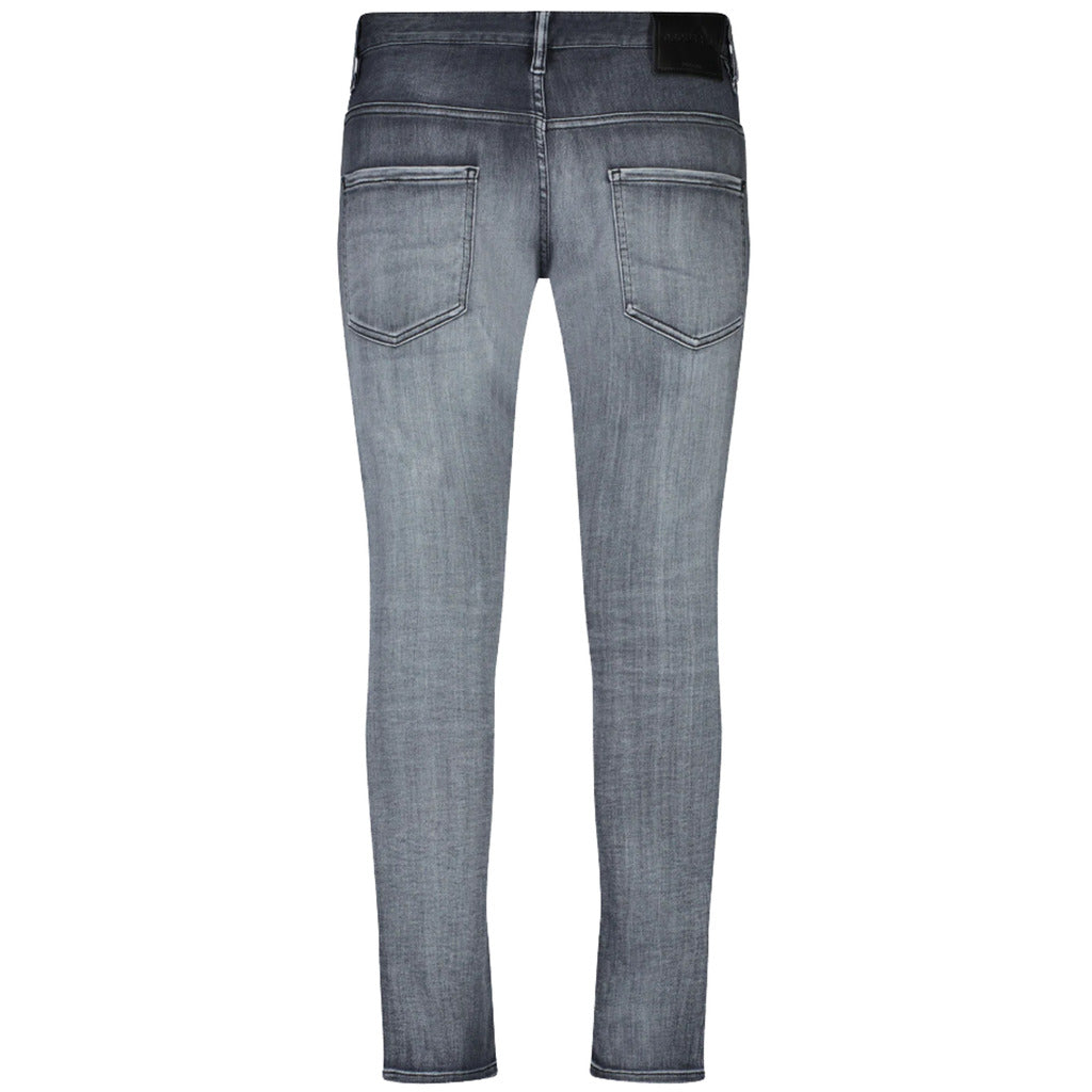 Dsquared2 grey skater jeans back view showing leather logo patch