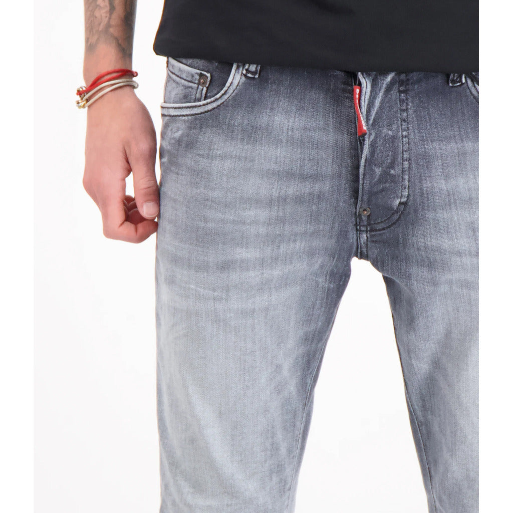 Dsquared2 grey skater fit stretch jeans front view on model