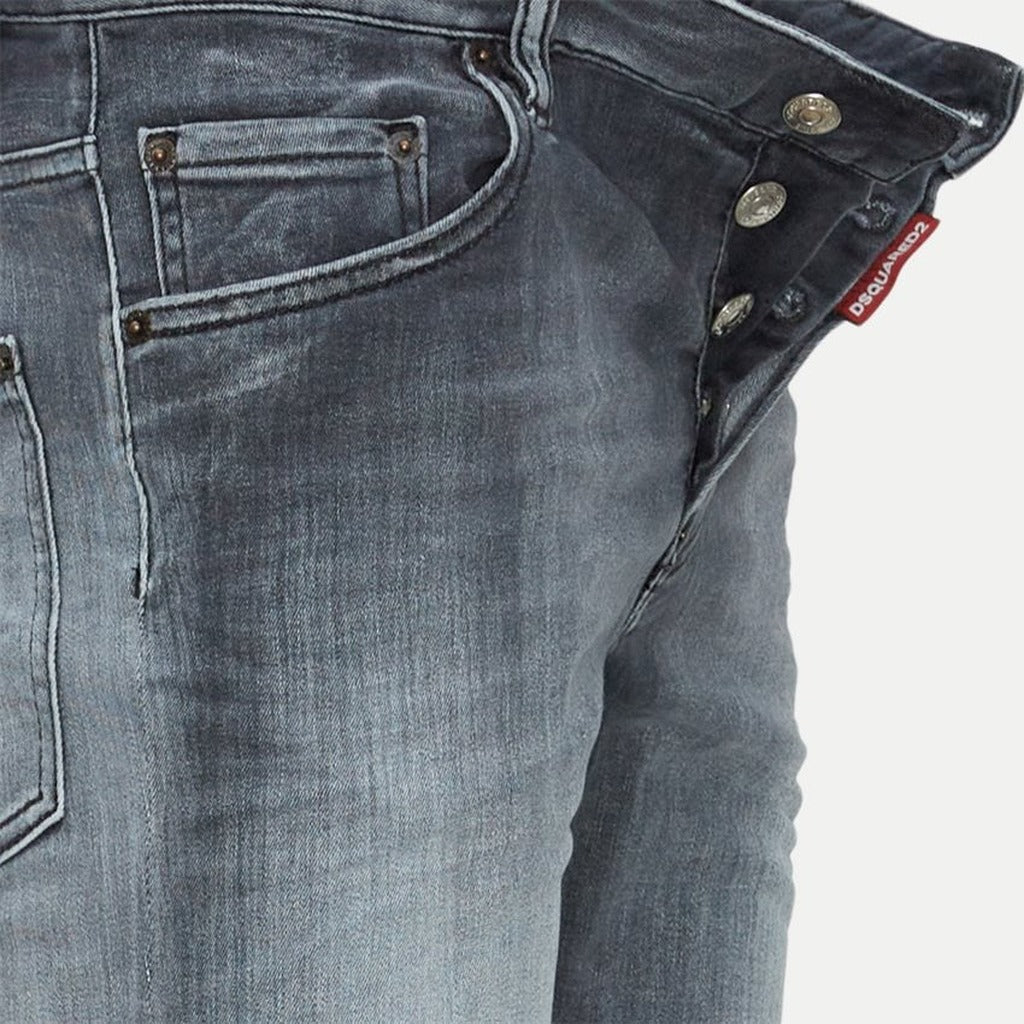 Five-pocket detail on grey Dsquared2 stretch skater jeans

