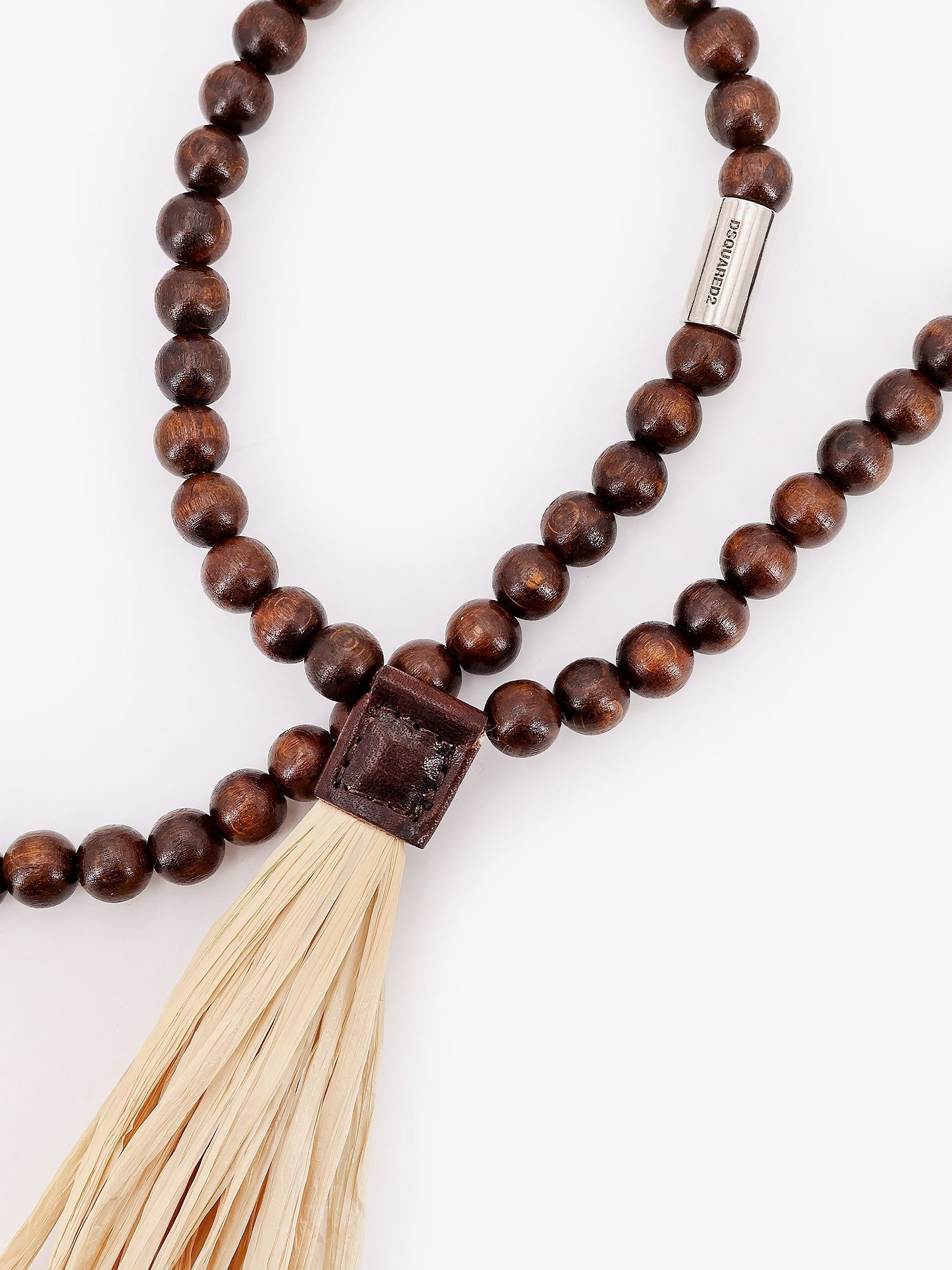 Dsquared2 Summer Lovers necklace with wood beads and rafia tassel