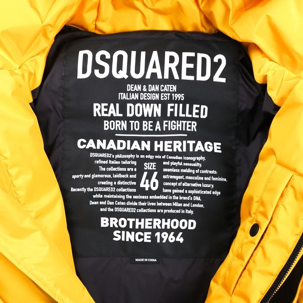 Dsquared2 men's yellow nylon goose down puffer jacket inside