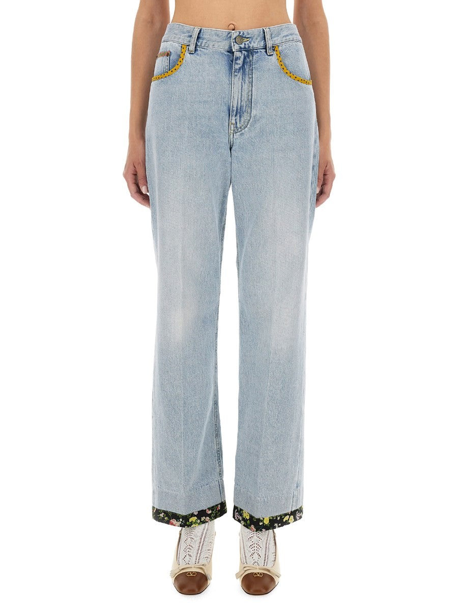 Valentino EMBROIDERED DENIM PANTS