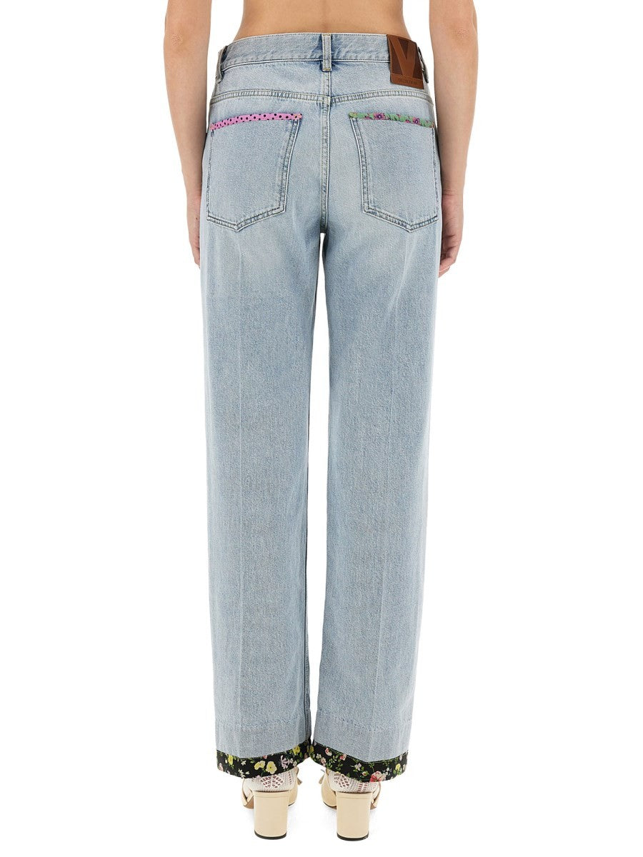 Valentino EMBROIDERED DENIM PANTS