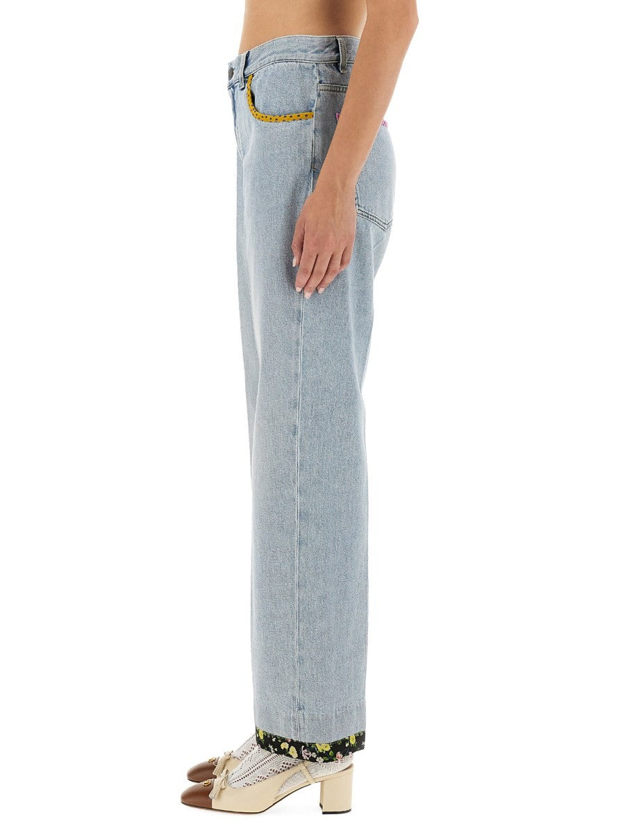 Valentino EMBROIDERED DENIM PANTS