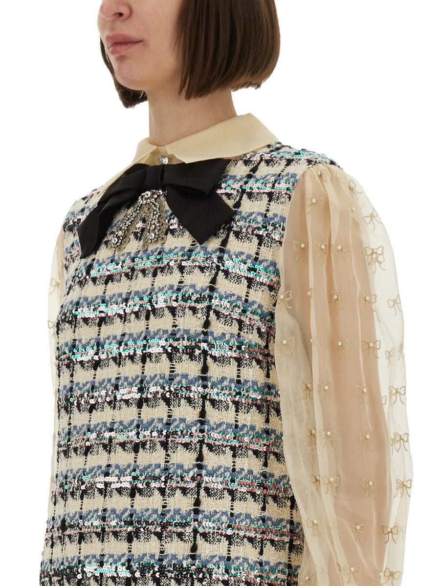 Valentino BESTICKTES TWEED-KLEID