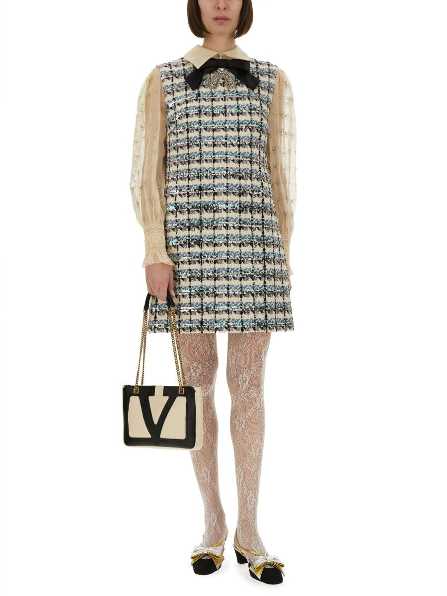 Valentino BESTICKTES TWEED-KLEID