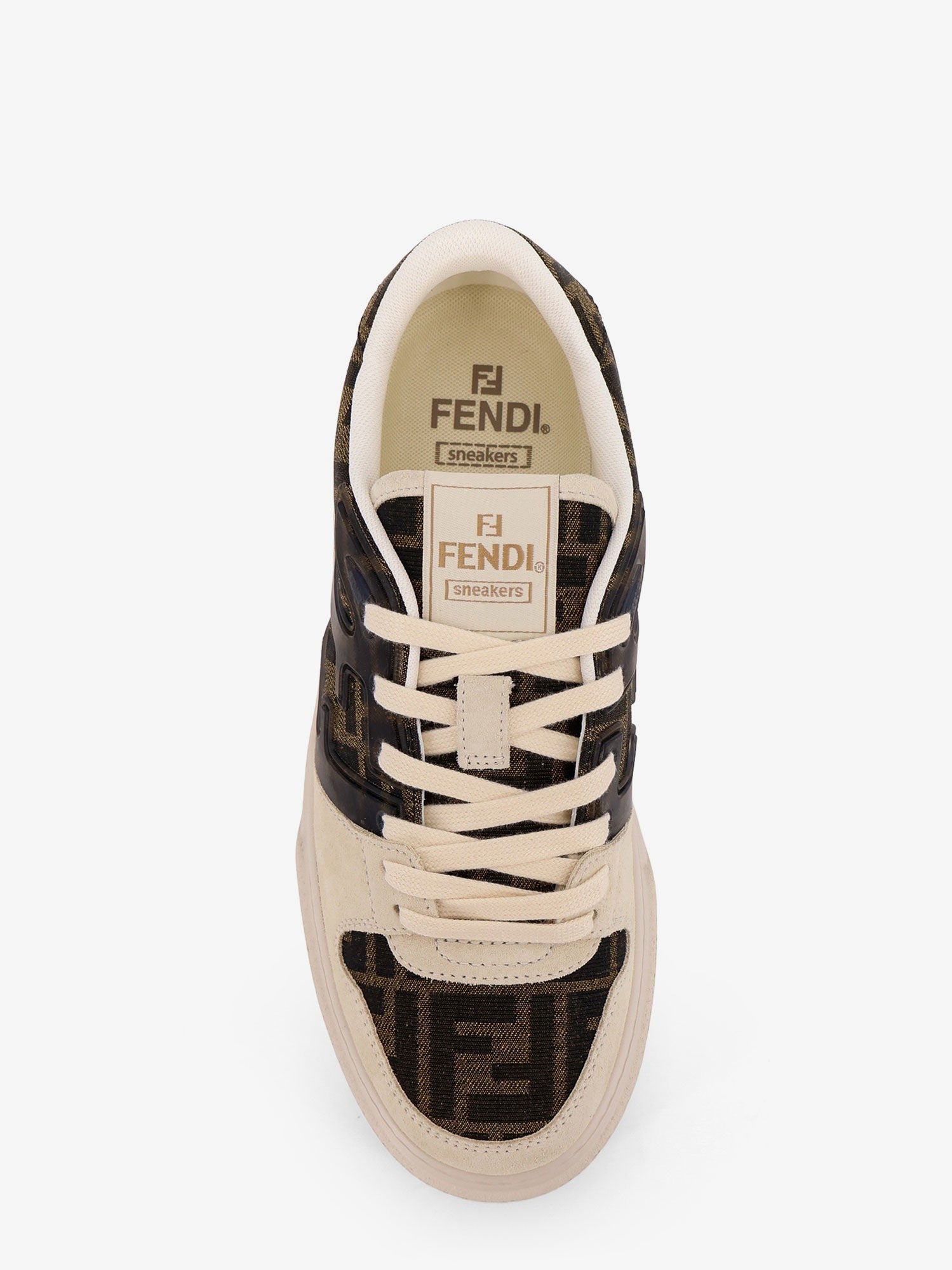 Fendi Match canvas and suede platform sneakers