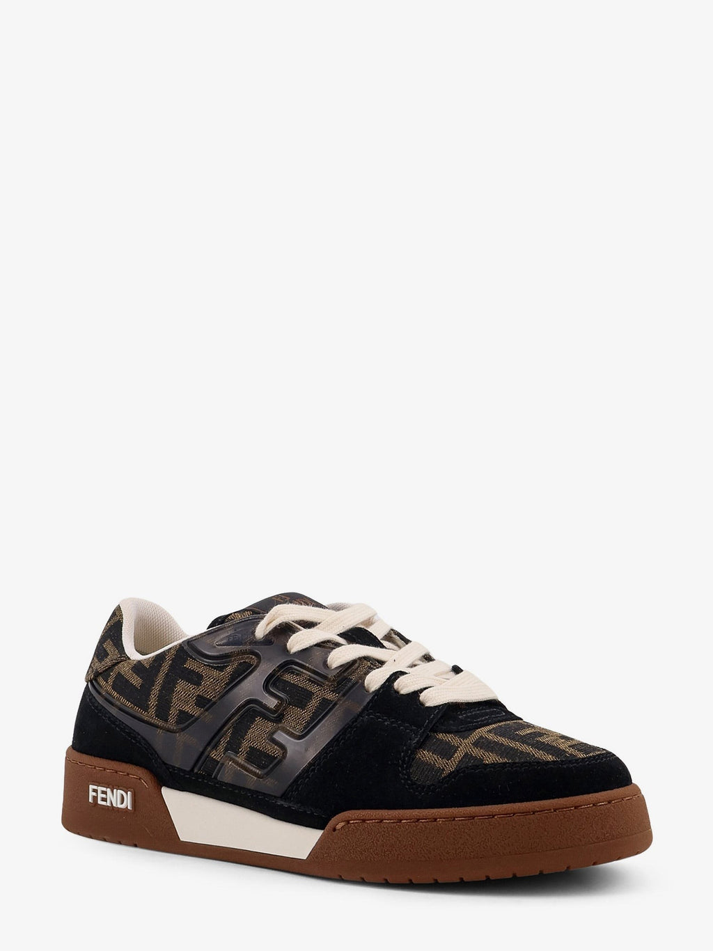 Fendi Match Wildleder-Sneaker mit Jacquard-FF-Stoffeinsätzen