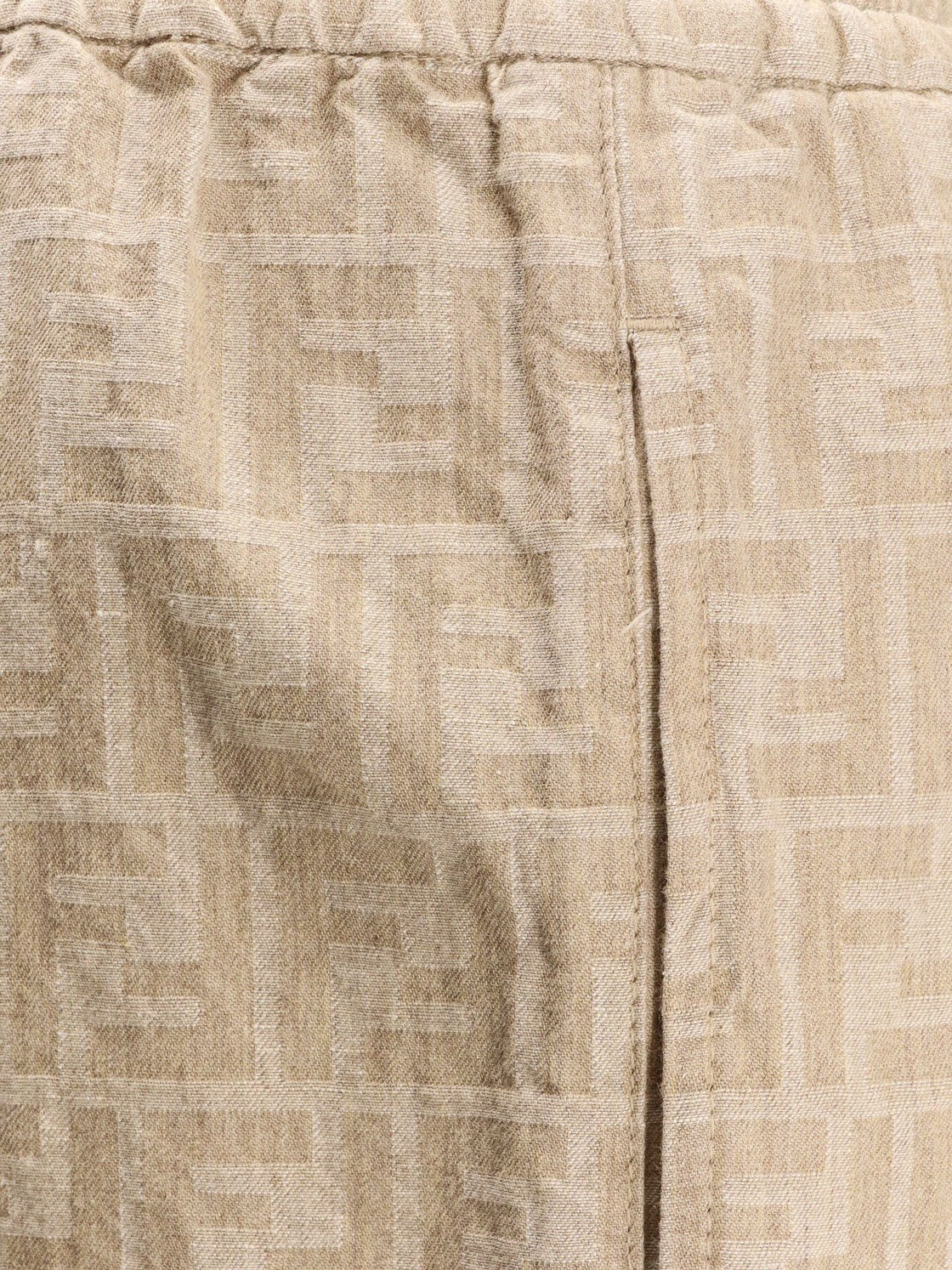Fendi FF cotton and linen shorts