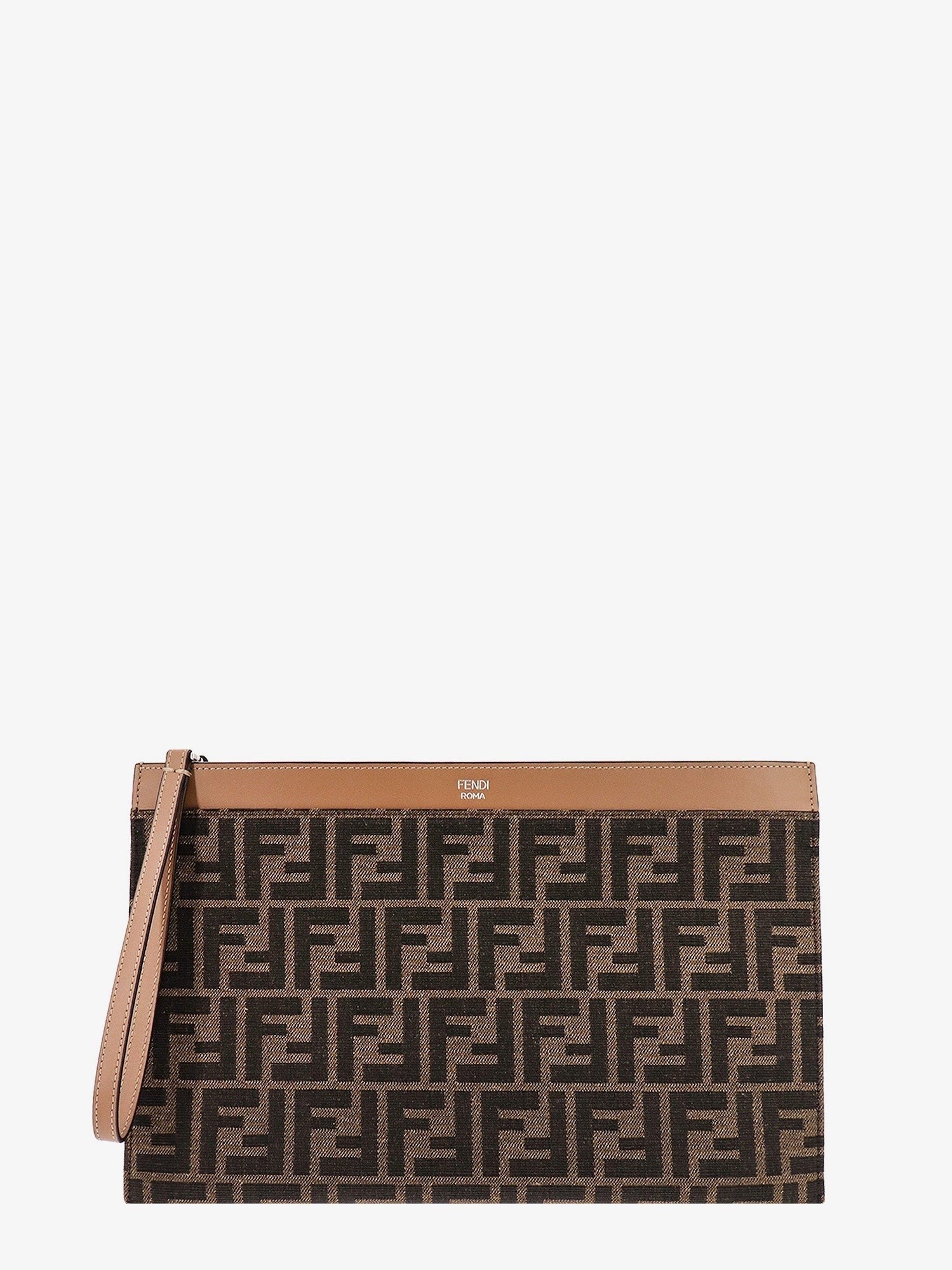 Fendi FF jacquard fabric clutch