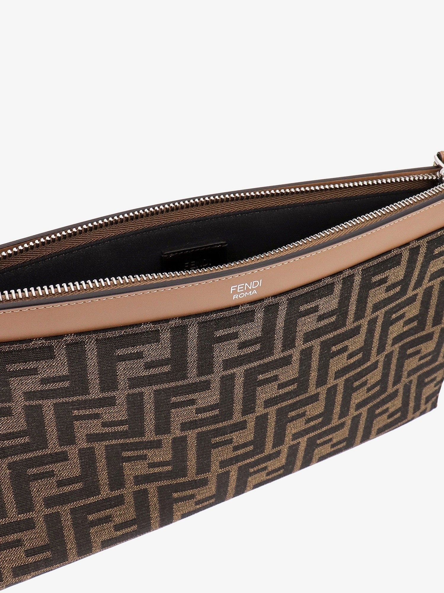 Fendi FF jacquard fabric clutch