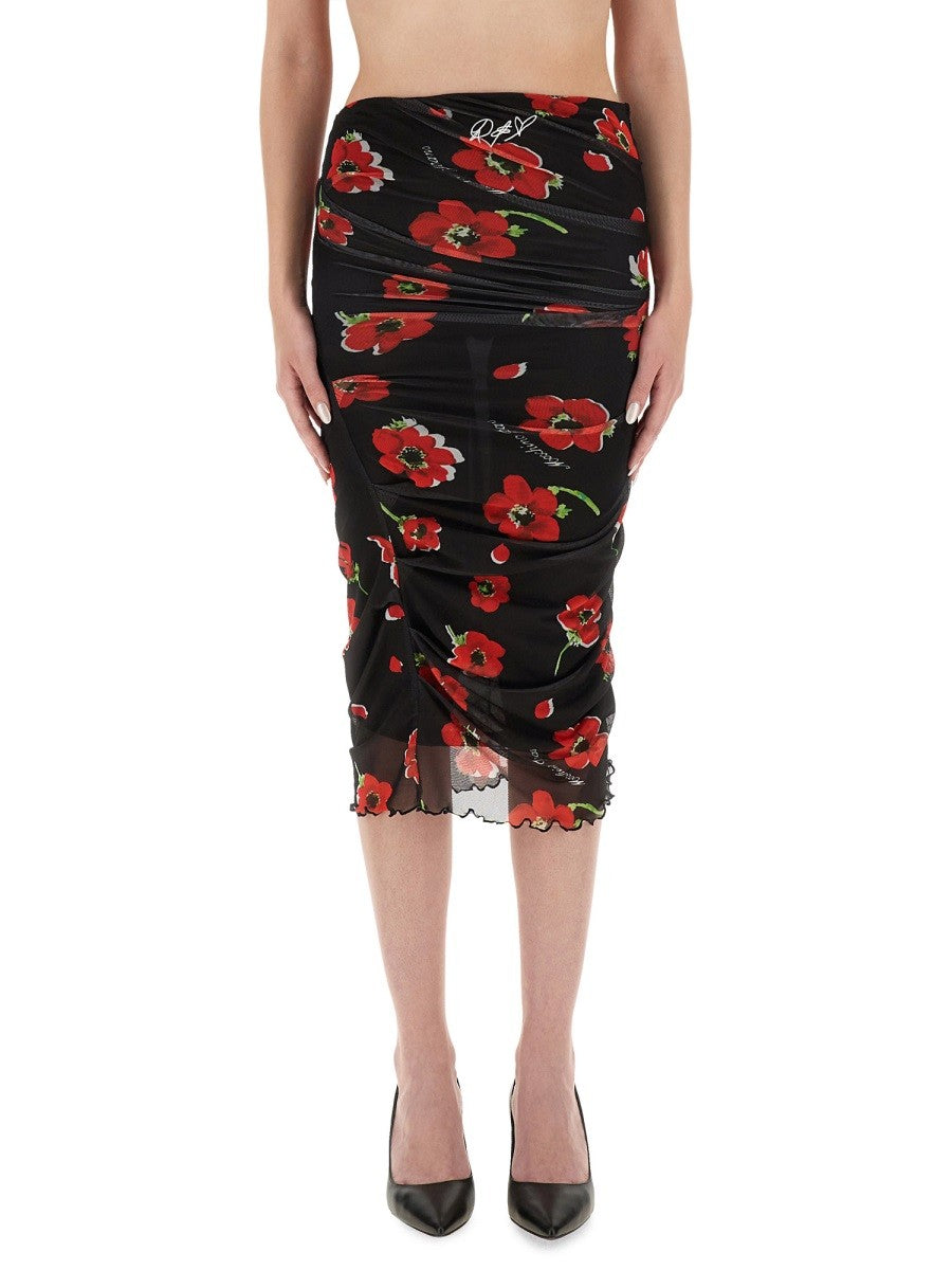 Moschino Jeans FLORAL MESH SKIRT