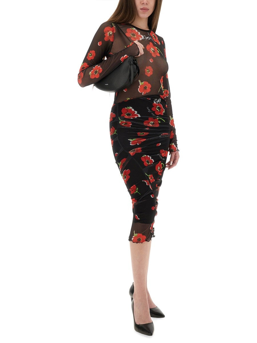 Moschino Jeans FLORAL MESH TOP