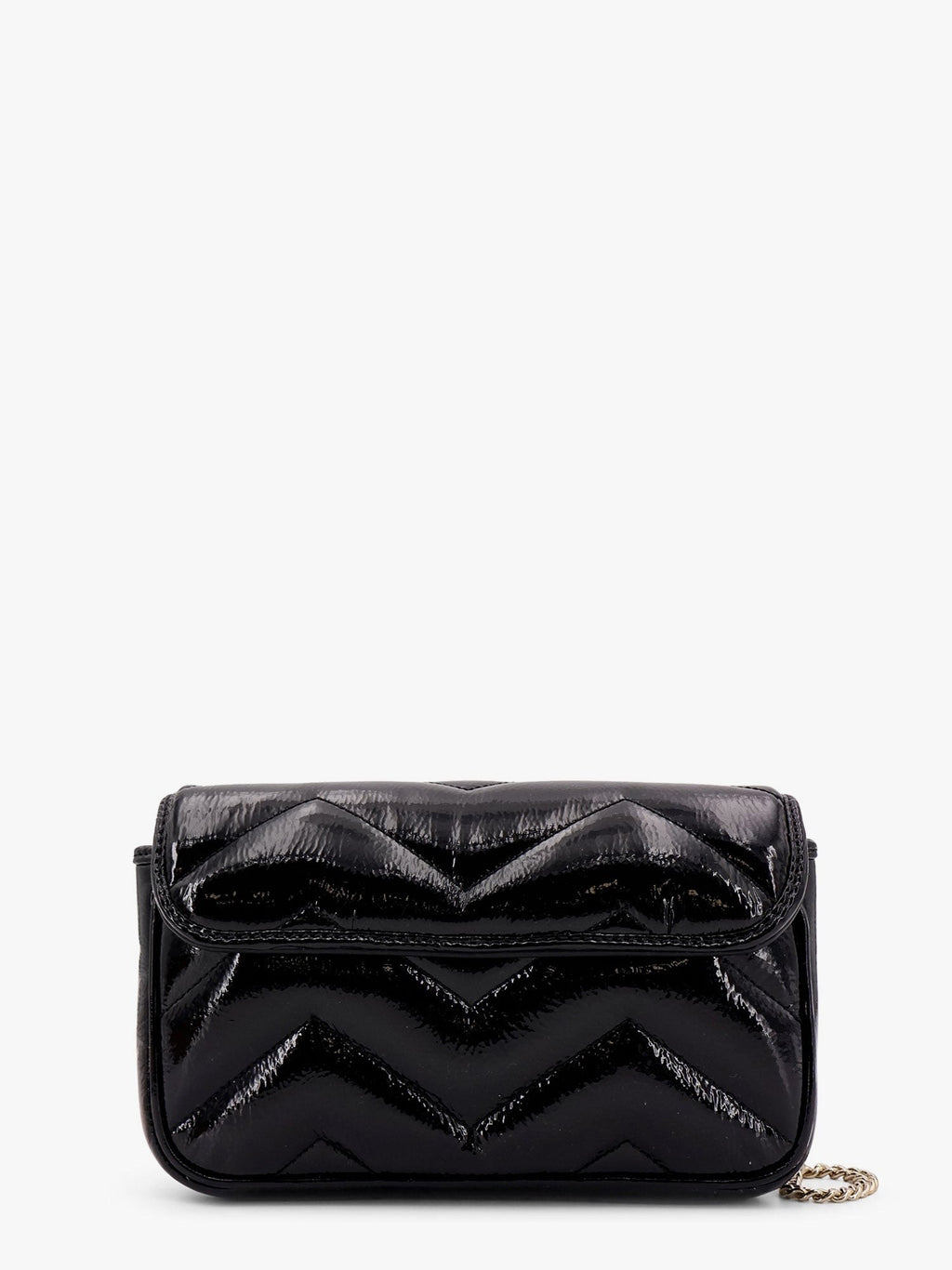 Gucci Gg marmont patent leather shoulder bag with frontal gg logo