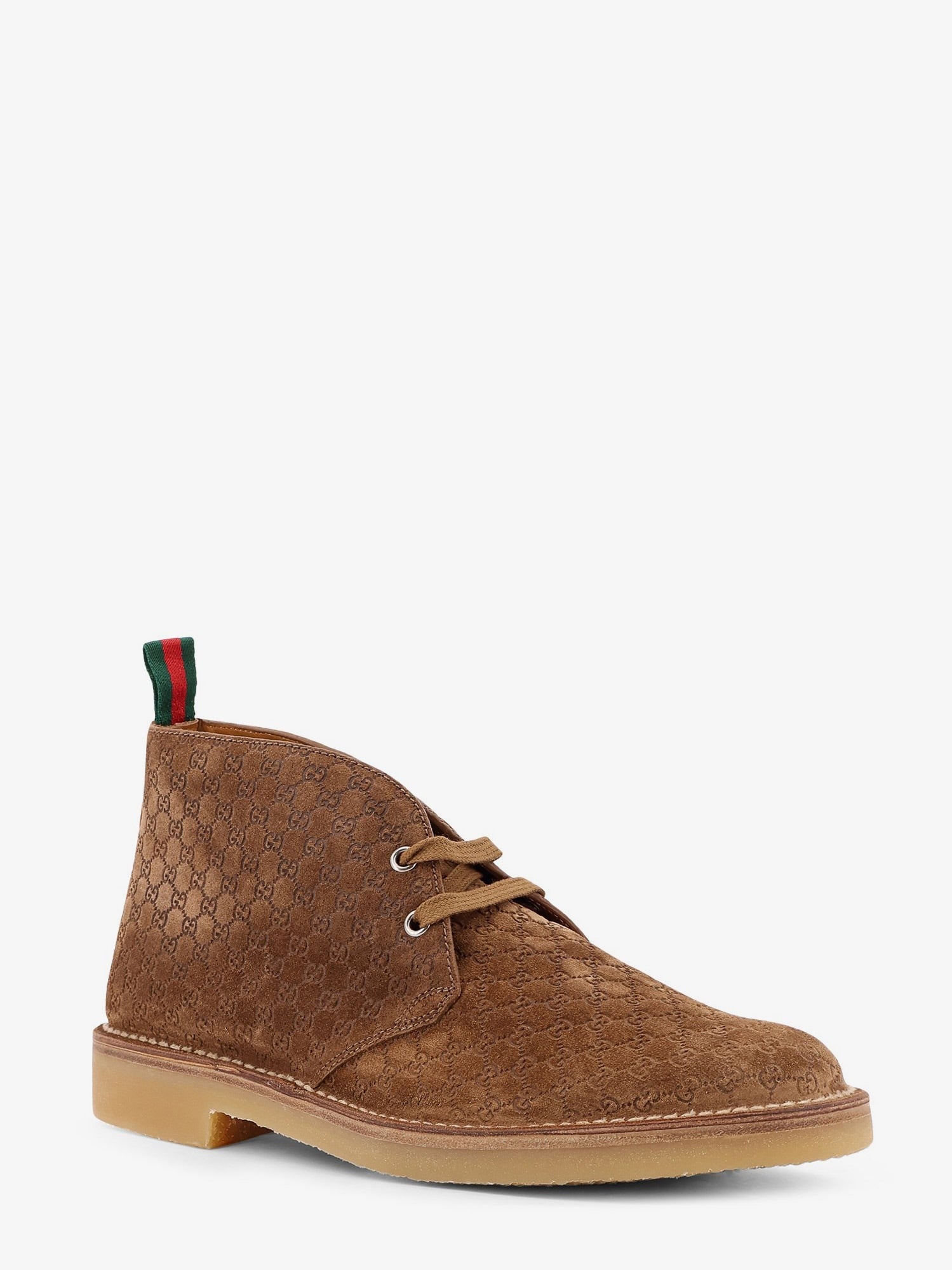 Stivali stringati in pelle scamosciata Gucci GG