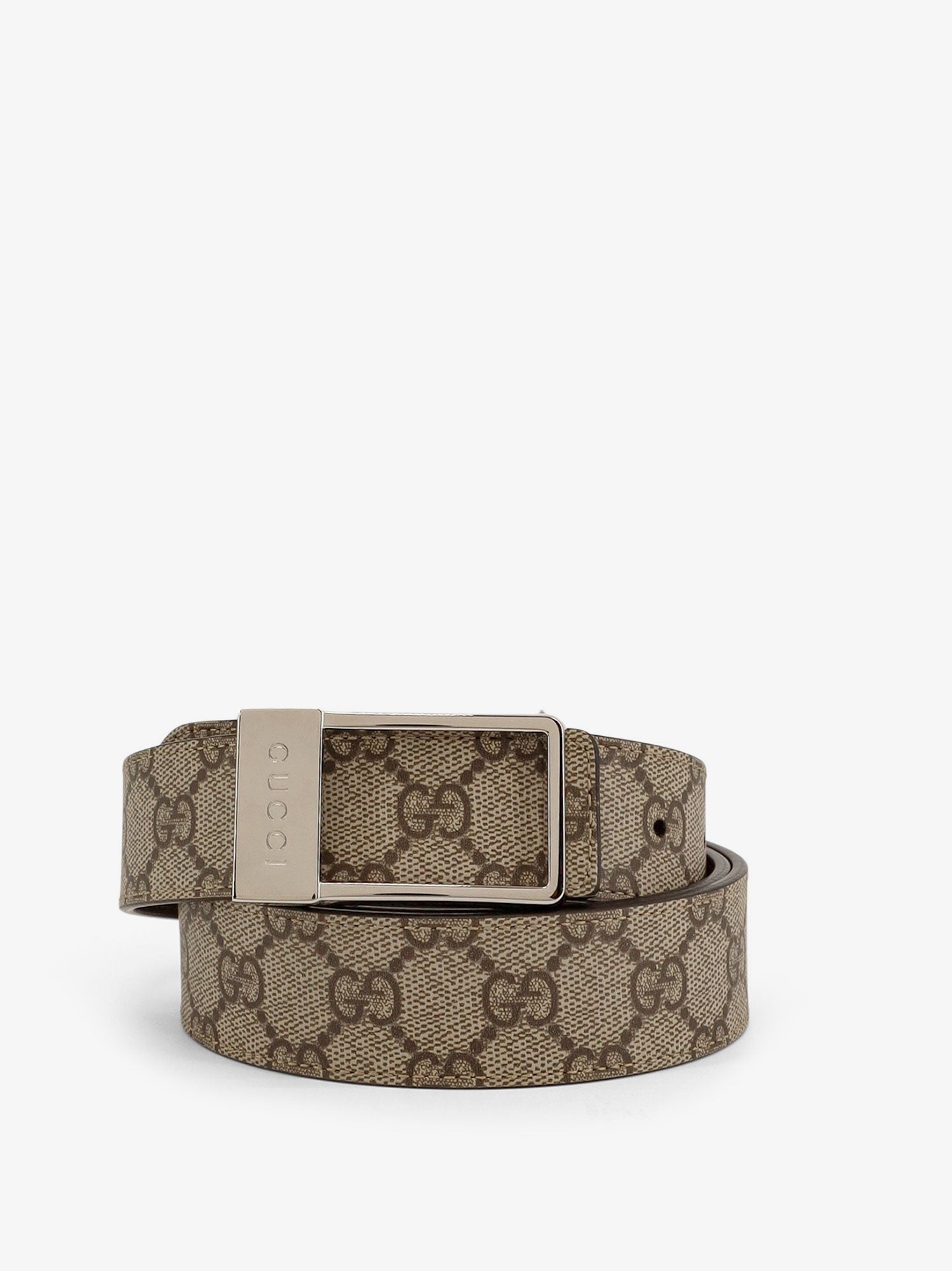 Gucci New Frame GG Supreme Fabric and leather belt