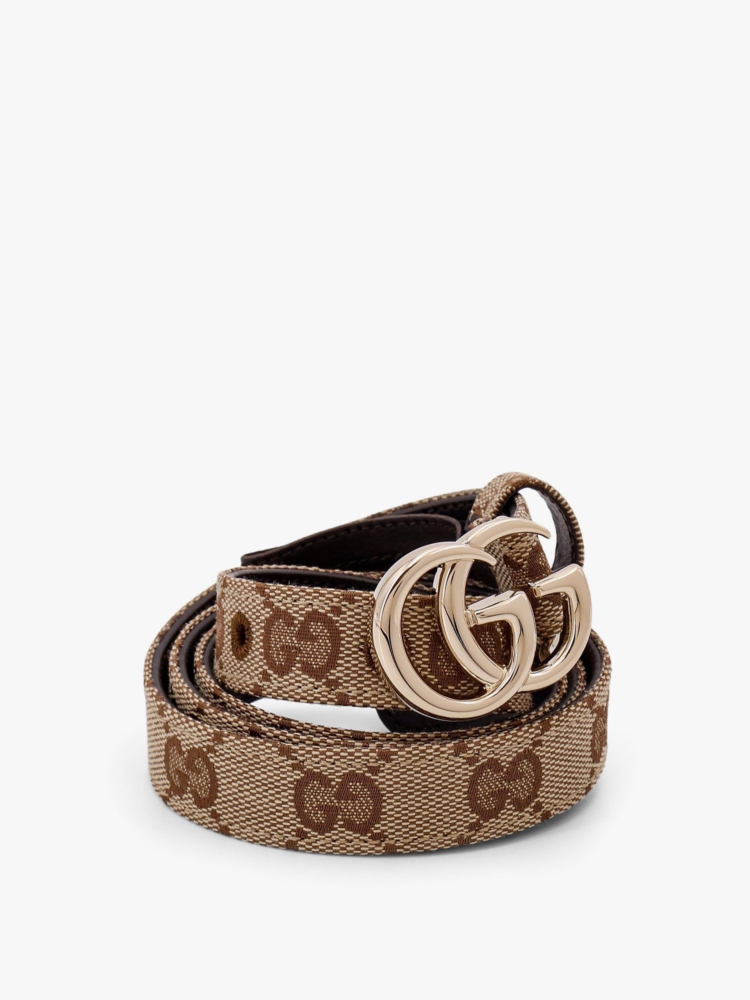 Gucci Gg supreme fabric and leather belt
