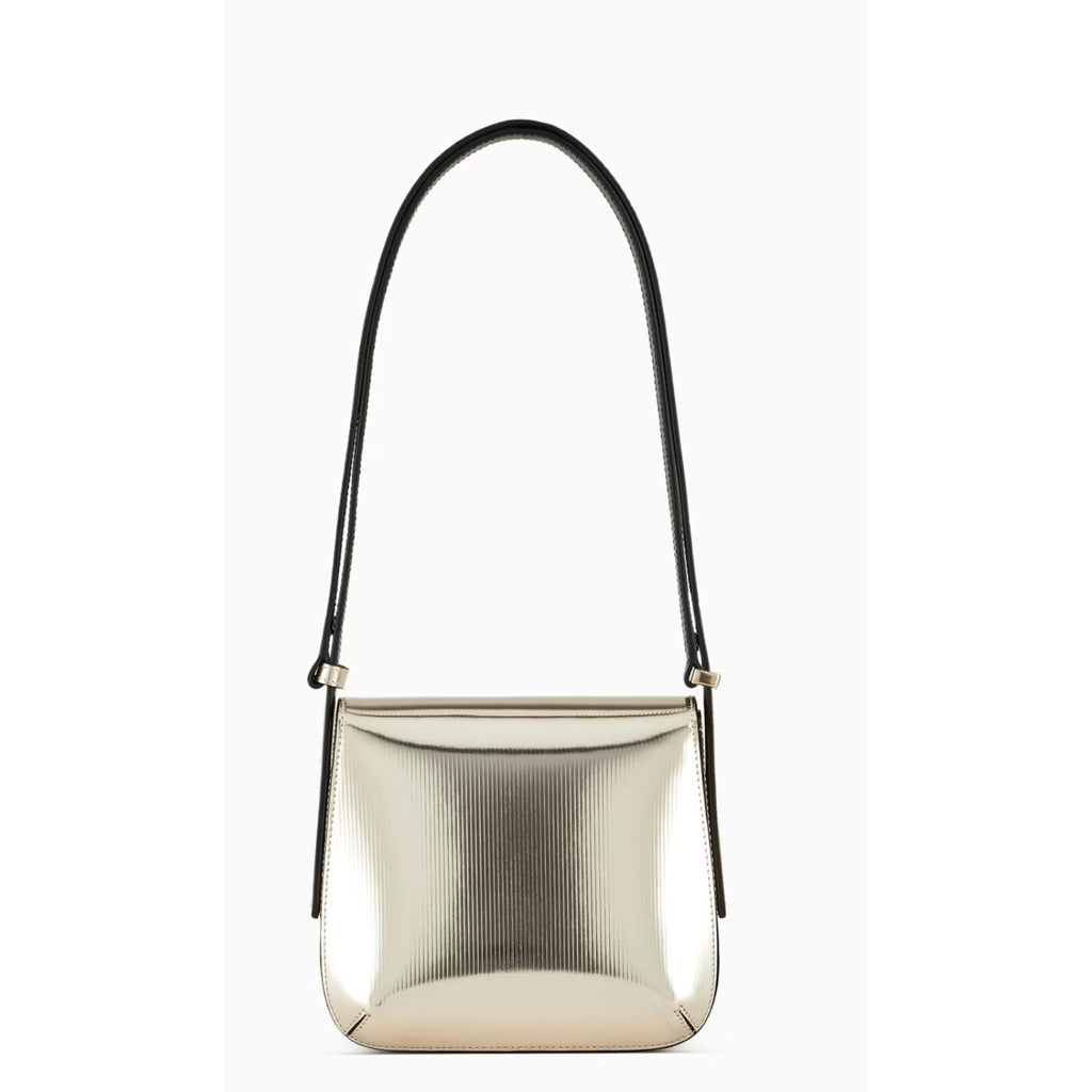 Back view of the Giorgio Armani La Prima silver striped leather bag
