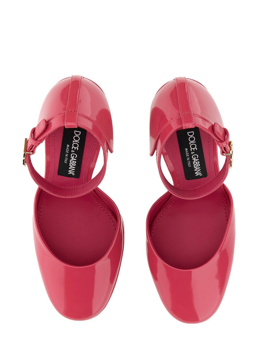 Dolce & Gabbana GLOSSY LEATHER PLATFORM PUMPS