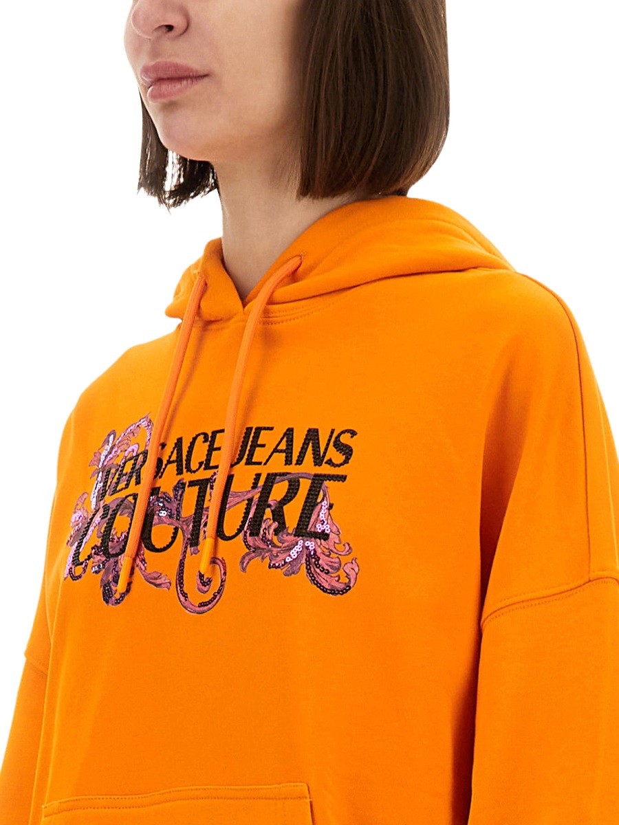 Versace Jeans Couture HOODIE WITH LOGO AND CRYSTALS